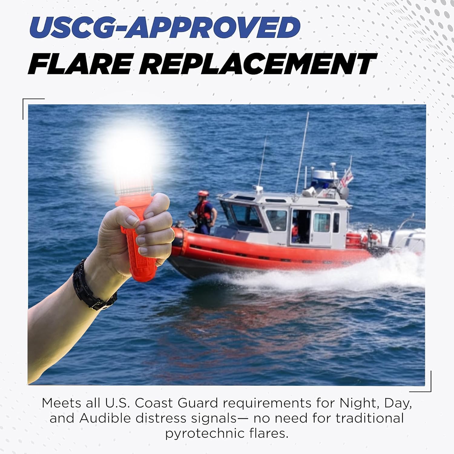 TEKTITE® SOSeFLARE 5 NO MORE FLARES! Electronic Boat Distress Flare w/Flag and Audible Signal Kit- USCG & SOLAS Compliant Marine Safety Signal - Waterproof LED & Audible Locator for Boats - Image 3