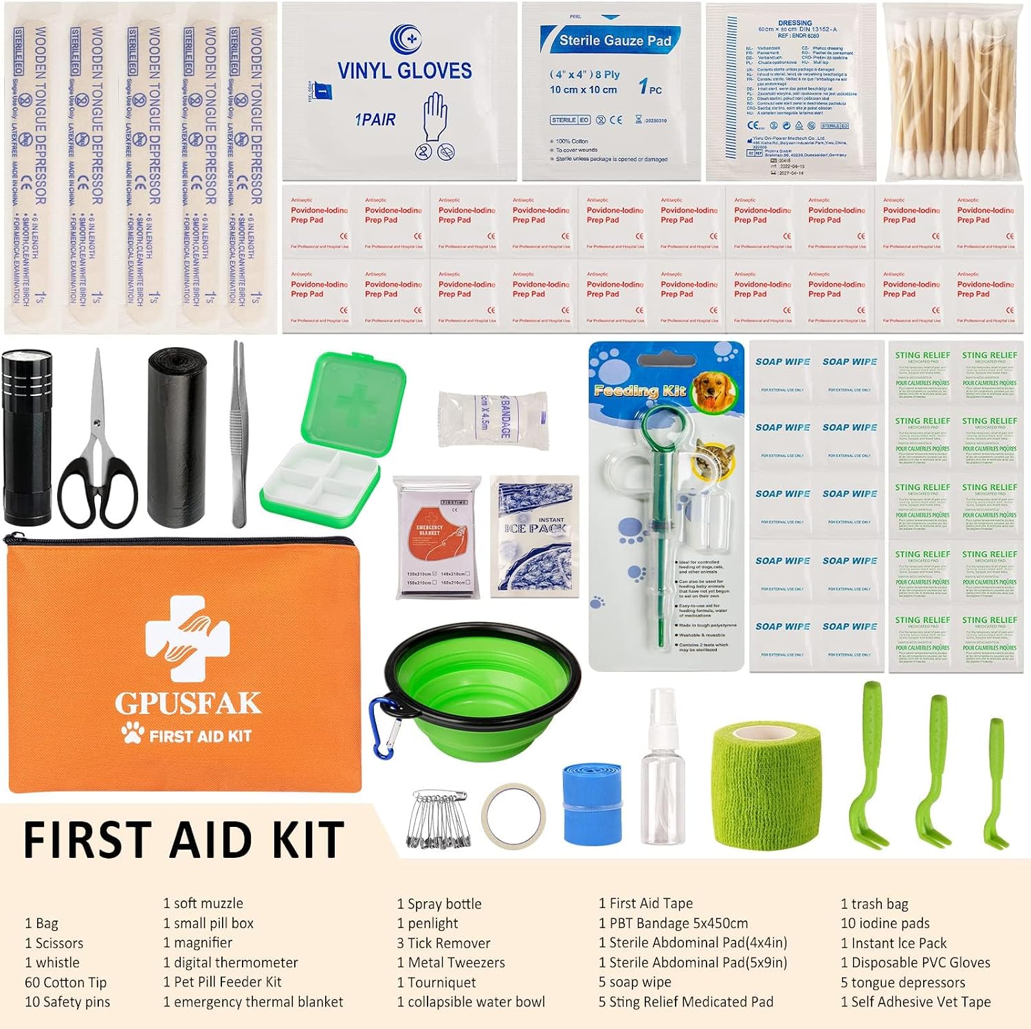 Pet First Aid Kit for Dogs & Cats - Dog First Aid Kit Pet Emergency Kit with First Aid Supplies for Home Camping Hiking Traveling - Image 2
