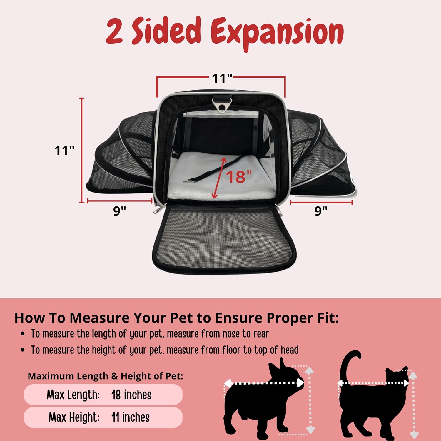 RUFF LIFE 101 Airline Approved Expandable Premium Pet Carrier on Wheels- Two Sided Rolling Carrier- Designed for Dogs & Cats- Extra Spacious Soft Lined Carrier! (Black) (RL-PET-CARRIER-WHEELS) - Image 4