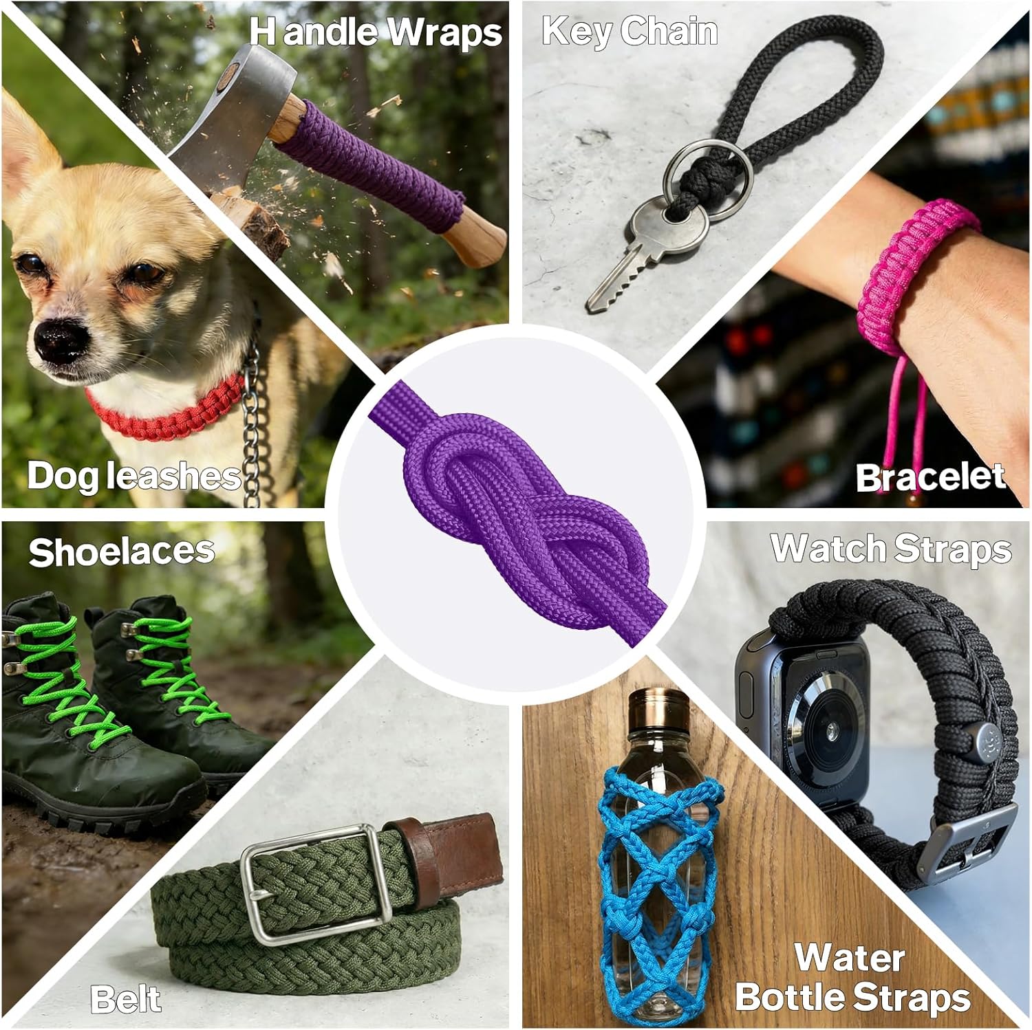 Paracord Rope 750 - Parachute para Cord 4mm 11 Strand Spool Rope Utility Nylon String for Outdoor Camping Survival Utility Tent Crafting DIY Projects - Purple 100ft - Image 5