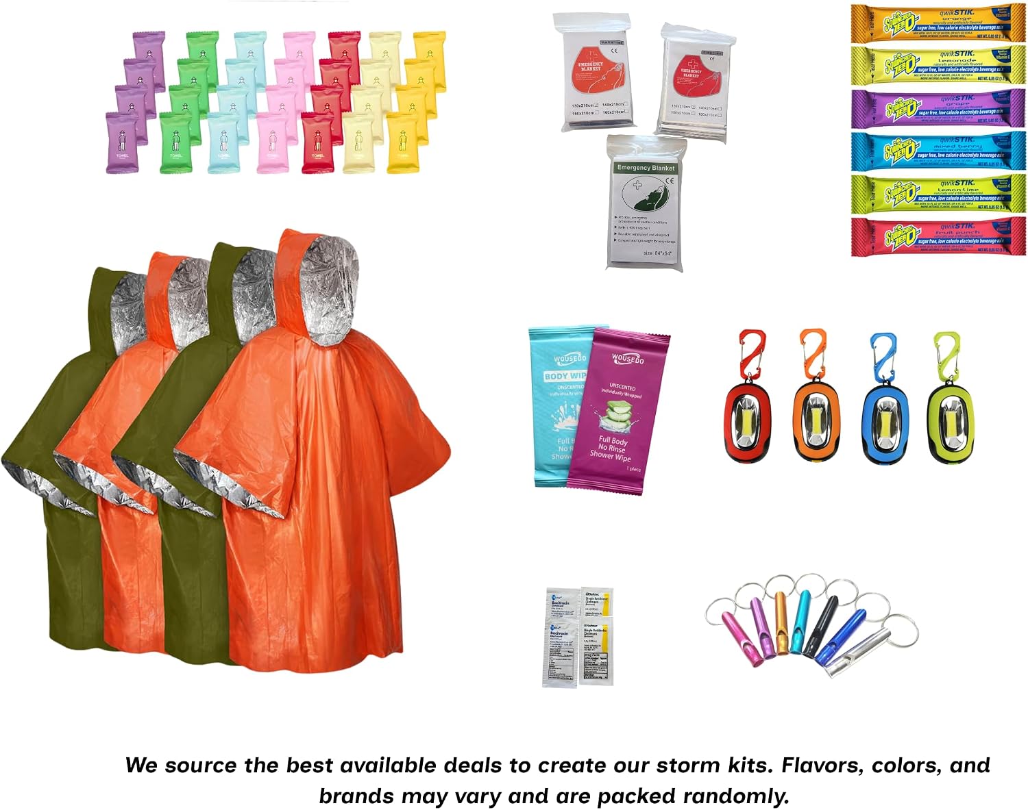Emergency Survival Kit for Hurricane, Storm, Tornado, El Niño Preparedness | Insulated Poncho, Flashlight, Emergency Blanket, Water Supplies, Personal Disaster Gear - Image 7