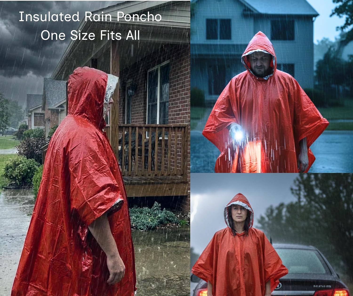 Emergency Survival Kit for Hurricane, Storm, Tornado, El Niño Preparedness | Insulated Poncho, Flashlight, Emergency Blanket, Water Supplies, Personal Disaster Gear - Image 2