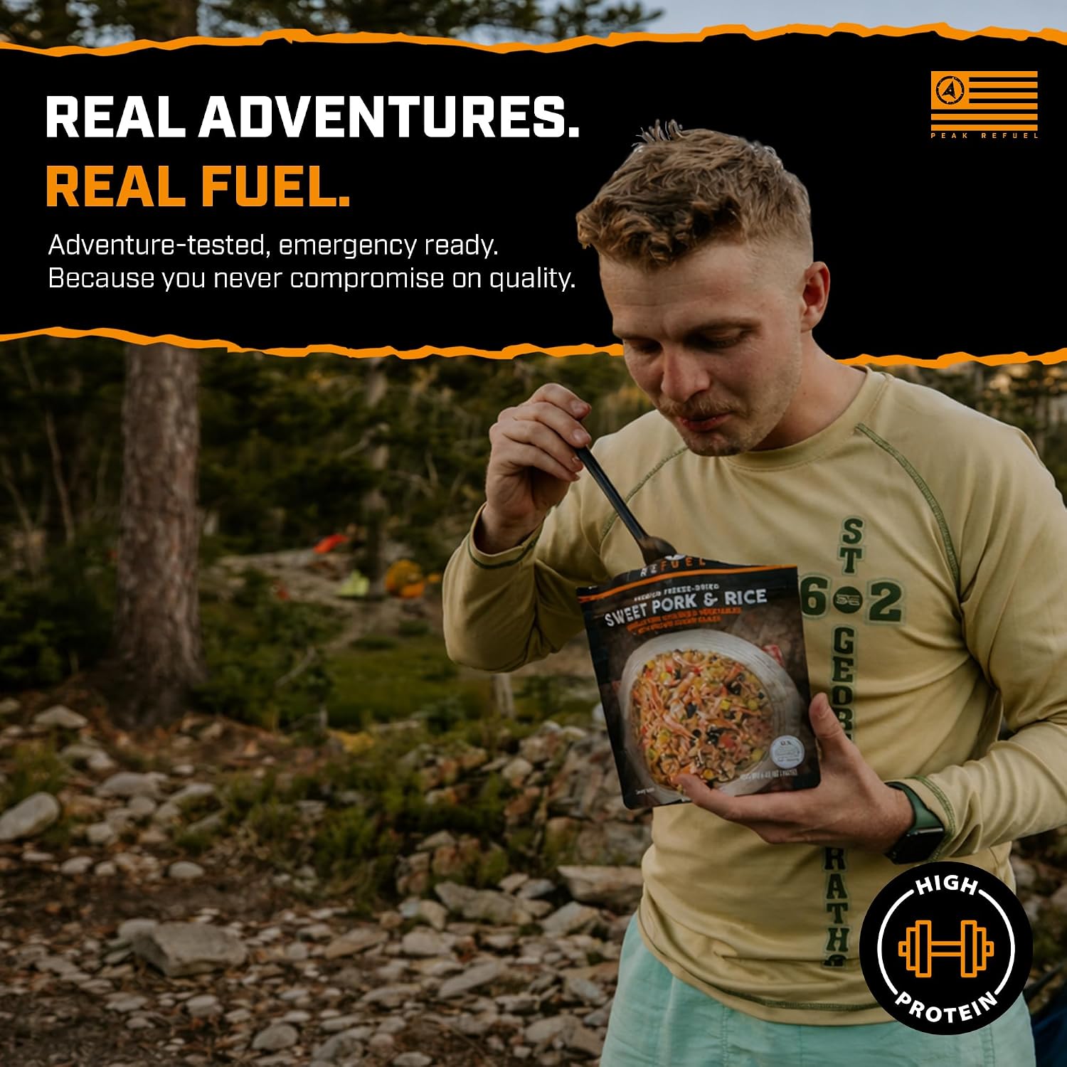 Peak Refuel Sweet Pork & Rice | Premium Freeze Dried Camping Food | Backpacking & Hiking MRE Meals | Just Add Water | 100% Real Meat | 40g of Protein | 2 Serving Pouch - Image 7