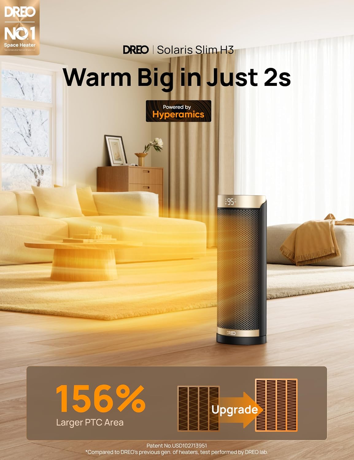 Dreo Space Heater, 1500W Electric Heaters for Indoor Use with Thermostat, 70° Oscillation, 8 Safety Protections, 5 Modes, Remote, 12H Timer, Quiet Portable Heater for Office, Bedroom, Large Room - Image 2
