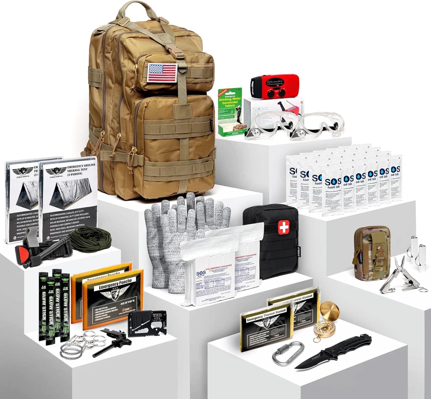 EVERLIT Complete 72 Hours Earthquake Bug Out Bag Emergency Survival Kit for Family. Be Prepared for Hurricanes, Floods, Tsunami, Other Disasters - Image 2