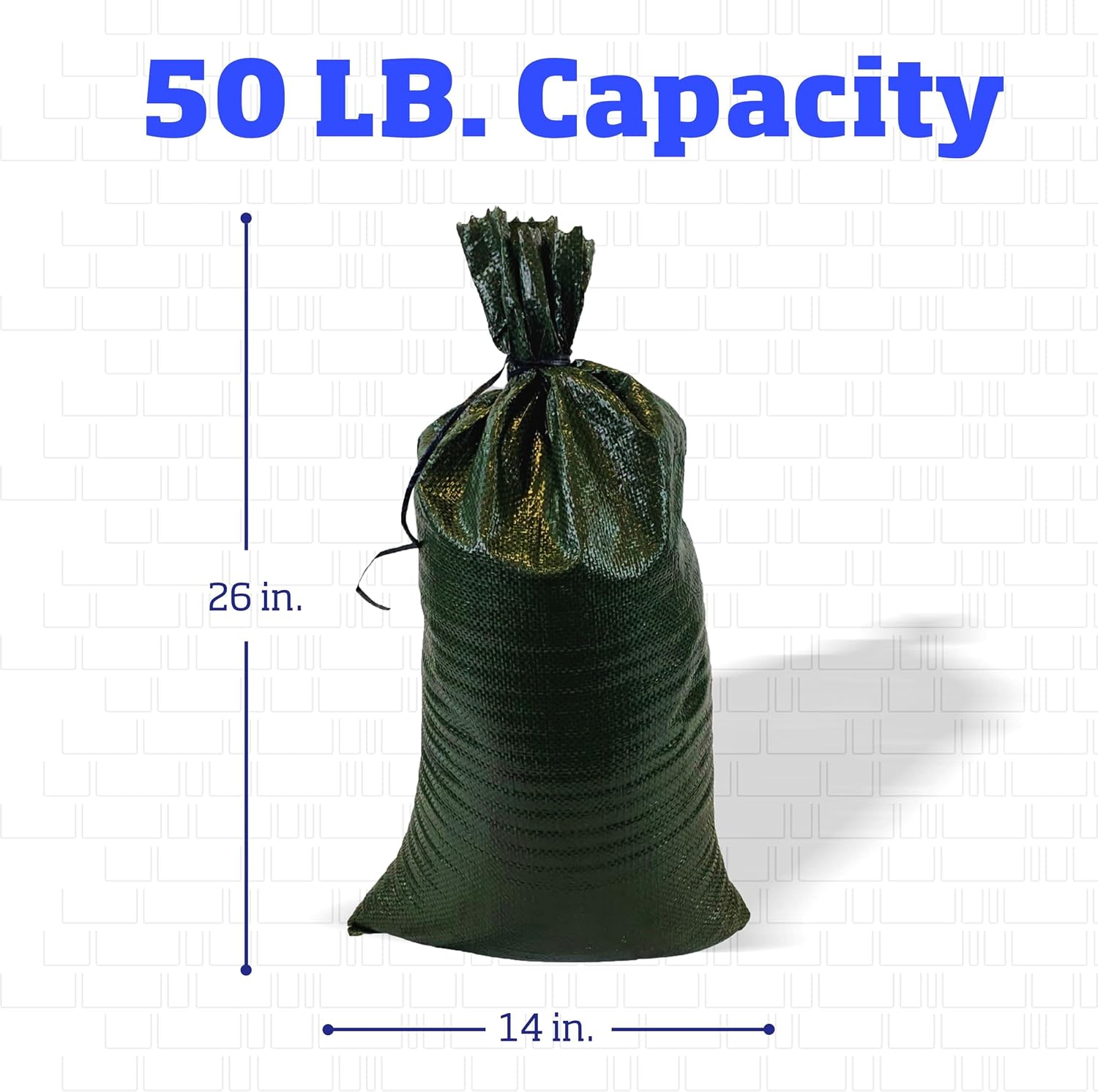 DURASACK Heavy Duty Sand Bags with Tie Strings Empty Woven Polypropylene Sand-Bags for Flood Control with 1600 Hours of UV Protection, 50 lbs Capacity, 14x26 inches, Green, Pack of 10 - Image 7