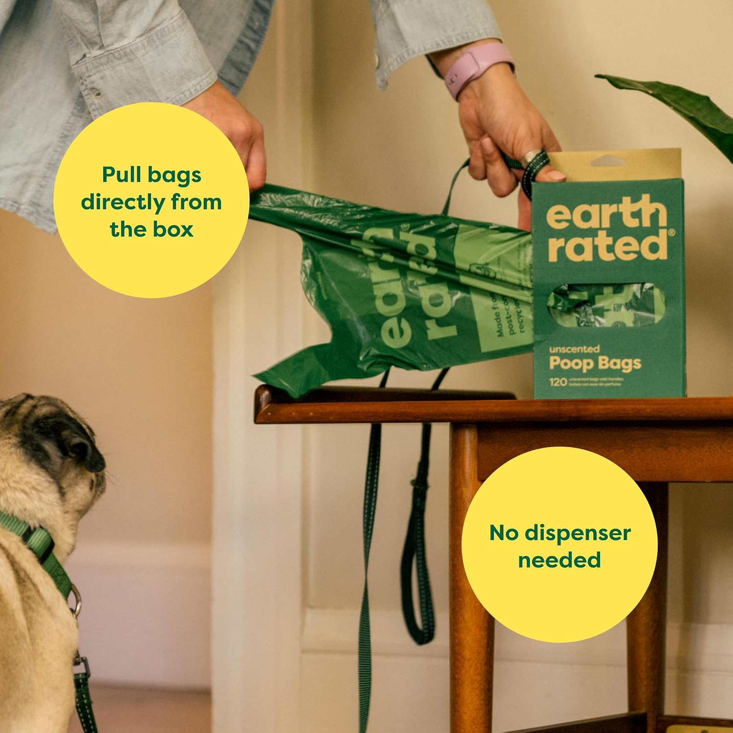 Earth Rated Dog Poop Bags with Handles, Extra Wide, Easy Tie and Guaranteed Leakproof, Unscented, 120 Handle Bags - Image 4