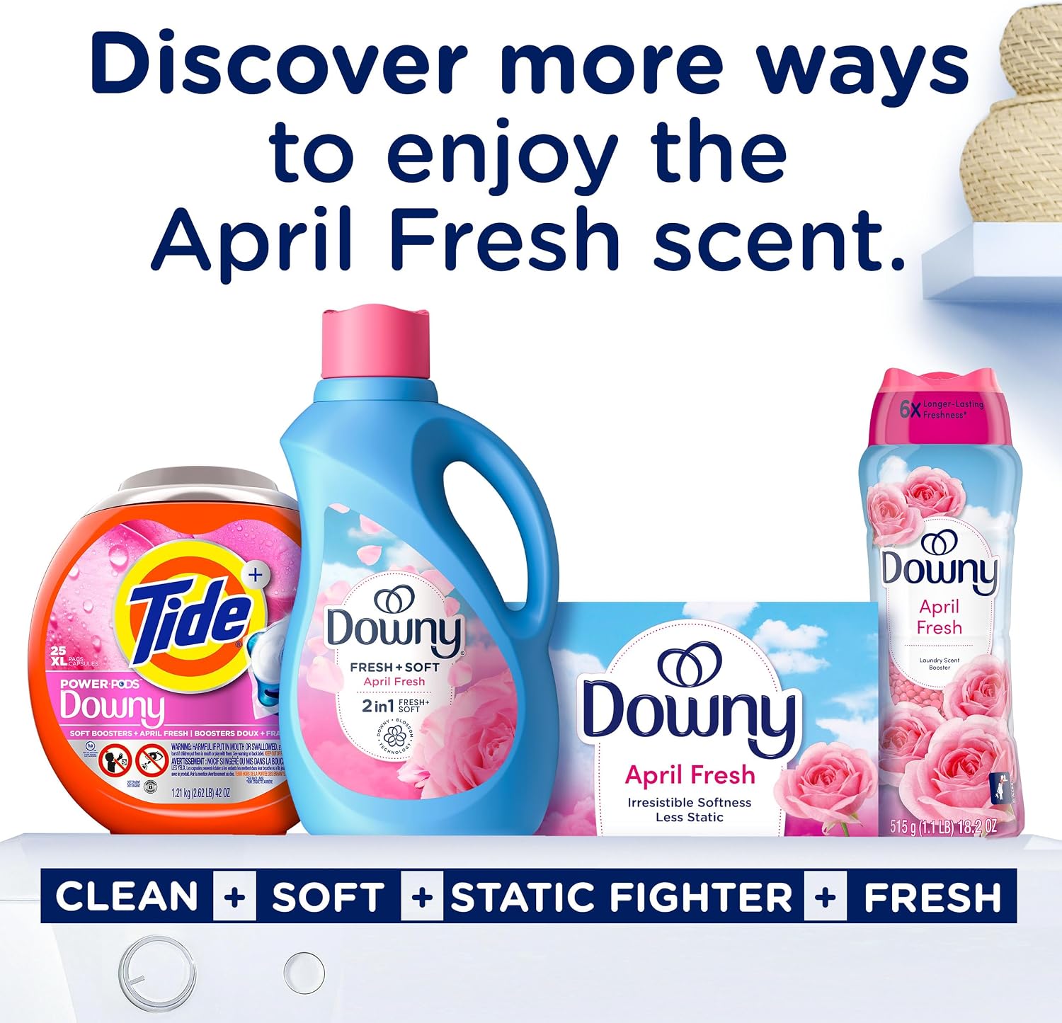 Downy Liquid Fabric Softener, April Fresh 2-in-1 Fresh & Soft, 140 Fl Oz, 190 Loads, Fabric Conditioner For Freshness And Softness - Image 6