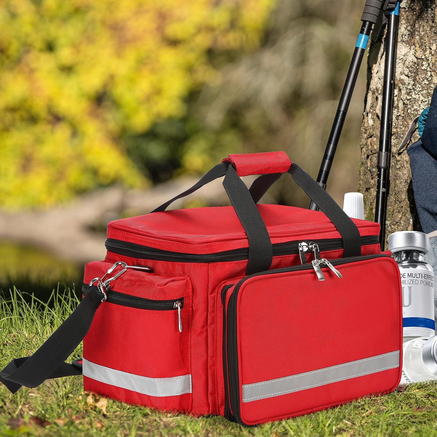 Medical Bag Empty First Aid Bag Home Health Nurse Bag Empty First Aid Storage Bag with Detachable Divider Medical Supplies Emergency Responder Trauma Bag for Nursing Student,Therapist,Doctors - Image 9