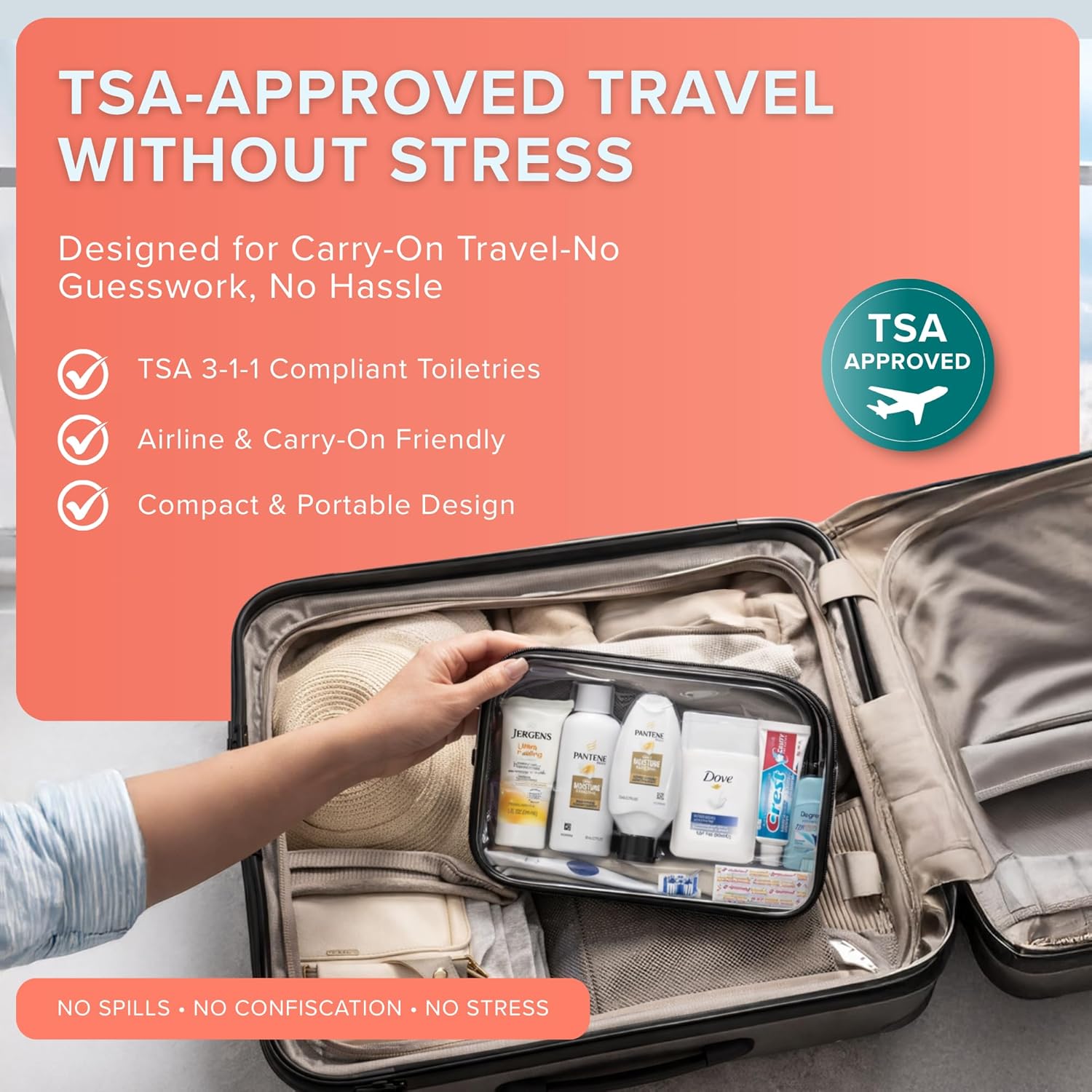 15 Piece Set Women’s Travel & Hygiene Kit with Clear Toiletry Bag, Personal Care Essentials, Single Kit or Bulk Case Packs, TSA Approved Toiletry Kit for Travel, Vacation, Everyday Essentials - Image 5