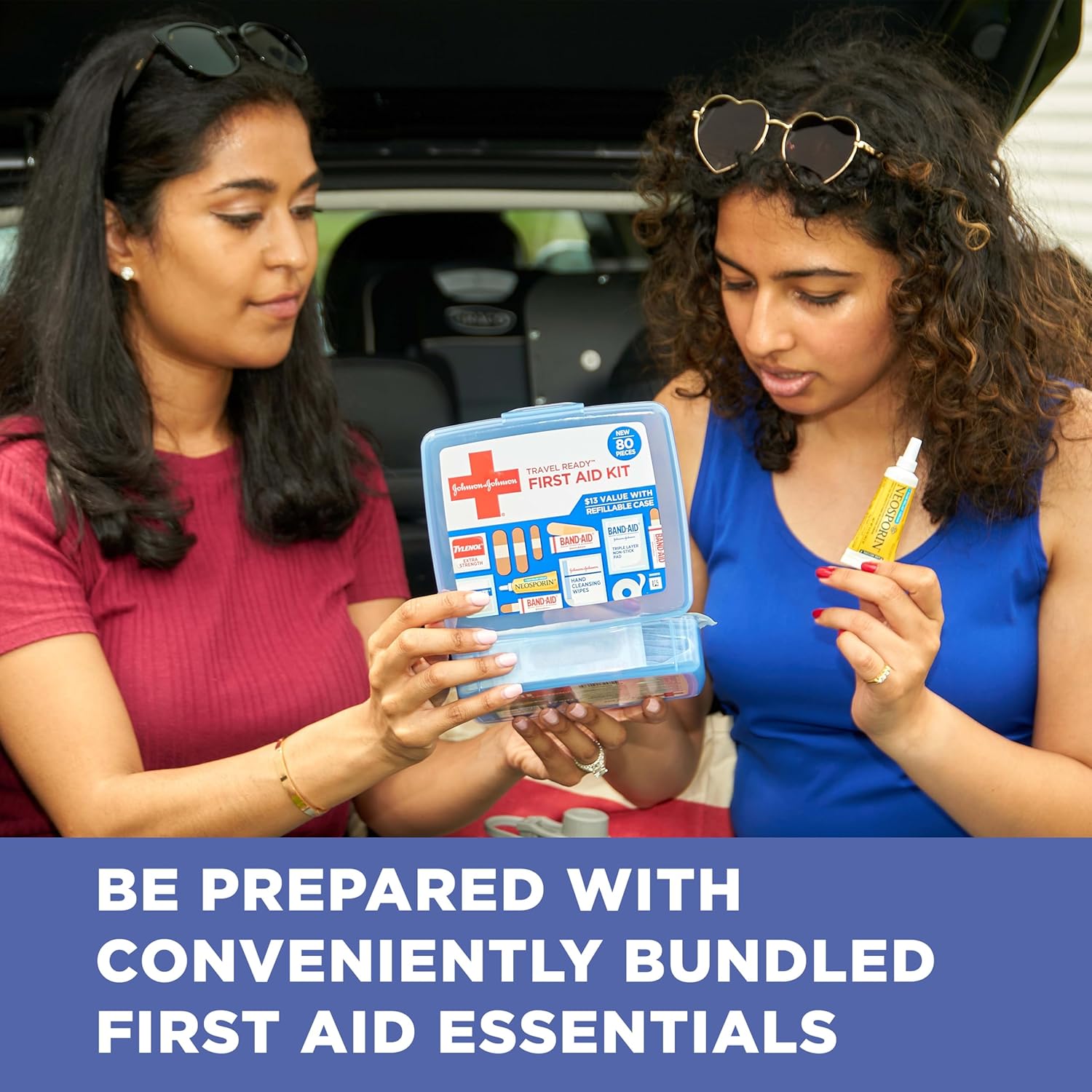 BAND-AID Brand Travel Ready Portable Emergency First Aid Kit, Minor Wound Care, Perfect for Home, Car, Camping, Travel & Outdoor Essentials, Supplies Include Bandages, Neosporin & Tylenol, 80 Piece - Image 6