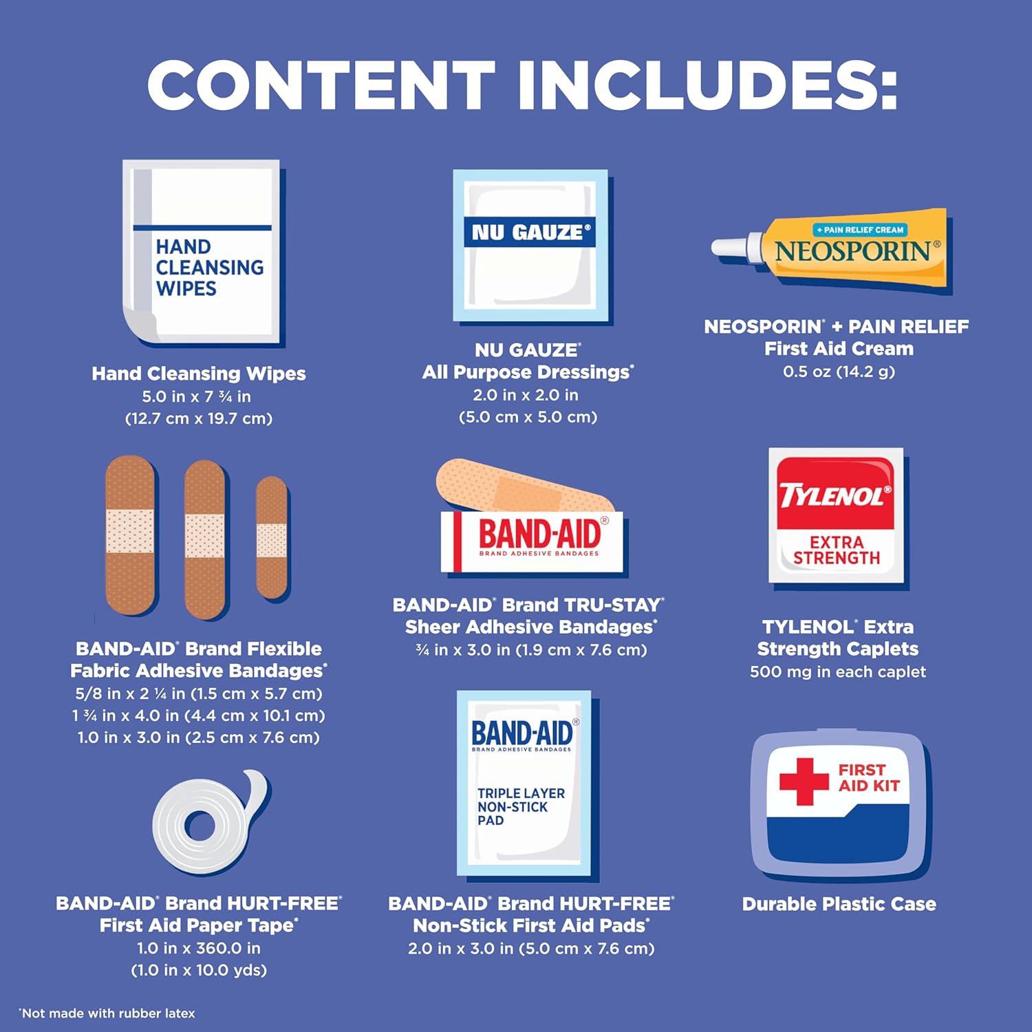 BAND-AID Brand Travel Ready Portable Emergency First Aid Kit, Minor Wound Care, Perfect for Home, Car, Camping, Travel & Outdoor Essentials, Supplies Include Bandages, Neosporin & Tylenol, 80 Piece - Image 5