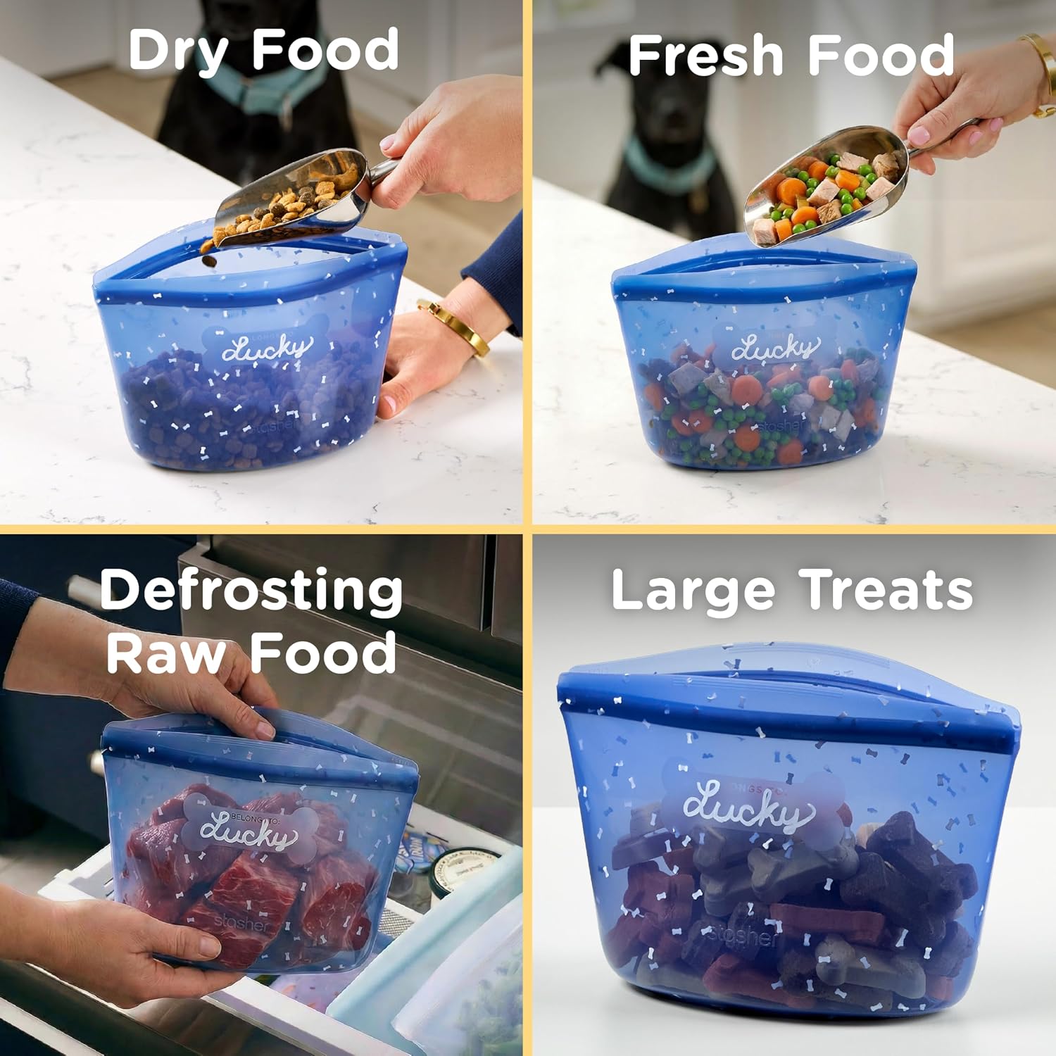 Stasher Pet Reusable Puppy Essentials Dog Travel Bag, Airtight Seal, Dog Travel Accessories, 4-Cup Dog Food Travel Container, Dog Food Travel Bag, Food Grade Silicone, Freezer & Dishwasher Safe - Image 2