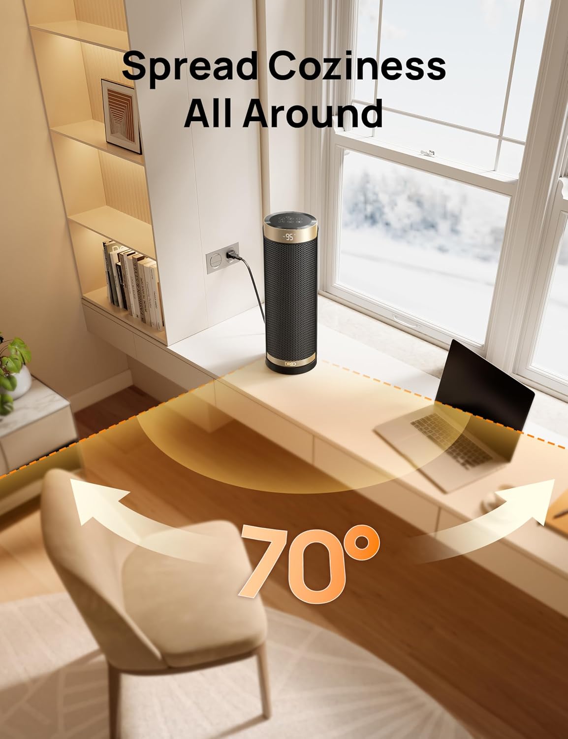 Dreo Space Heater, 1500W Electric Heaters for Indoor Use with Thermostat, 70° Oscillation, 8 Safety Protections, 5 Modes, Remote, 12H Timer, Quiet Portable Heater for Office, Bedroom, Large Room - Image 6