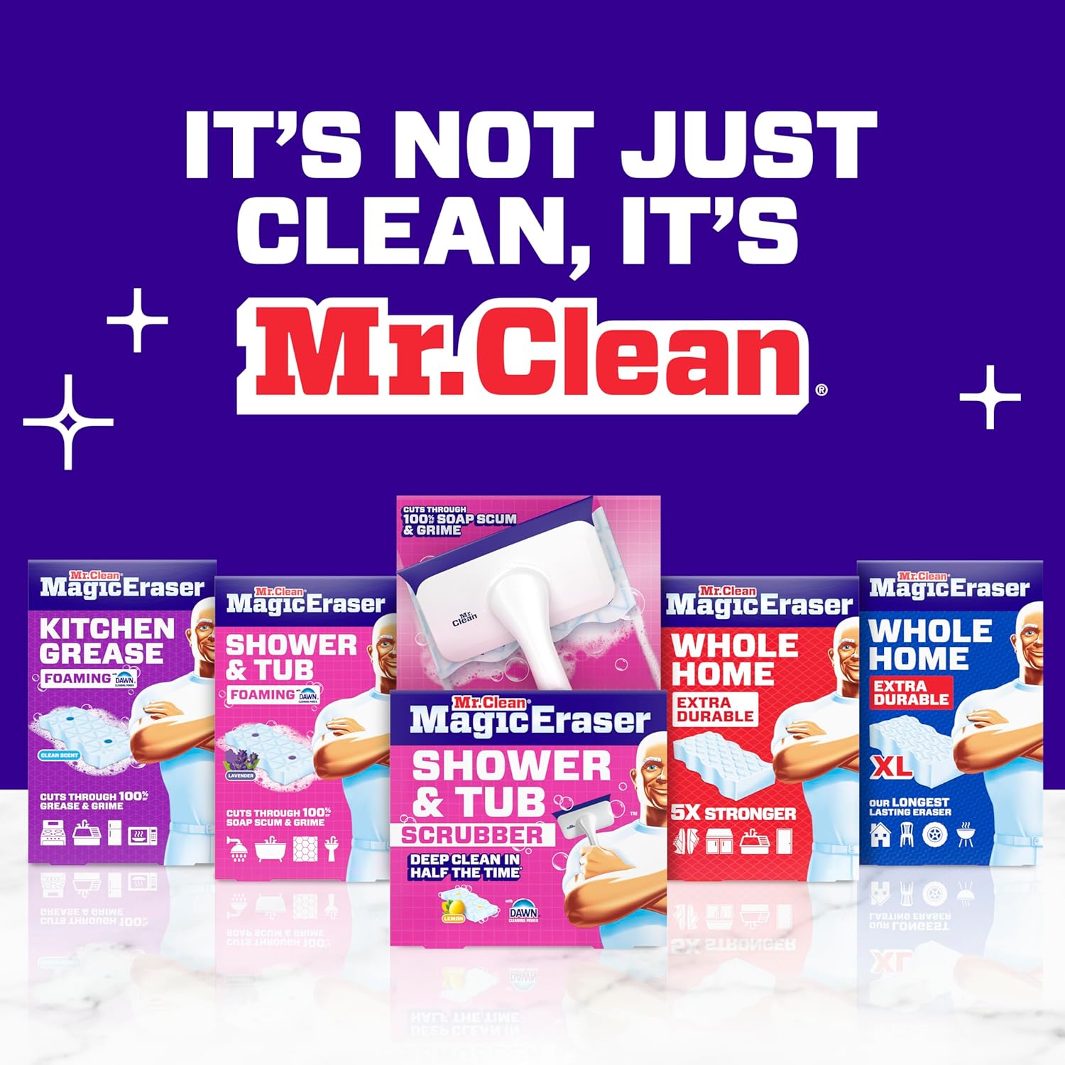 Mr. Clean Magic Eraser Shower & Tub Scrubber, Bathroom Cleaner, All in One Bathroom Cleaner, Lemon Starter Kit, 1 Scrubber & 2 Foaming Magic Erasers - Image 11