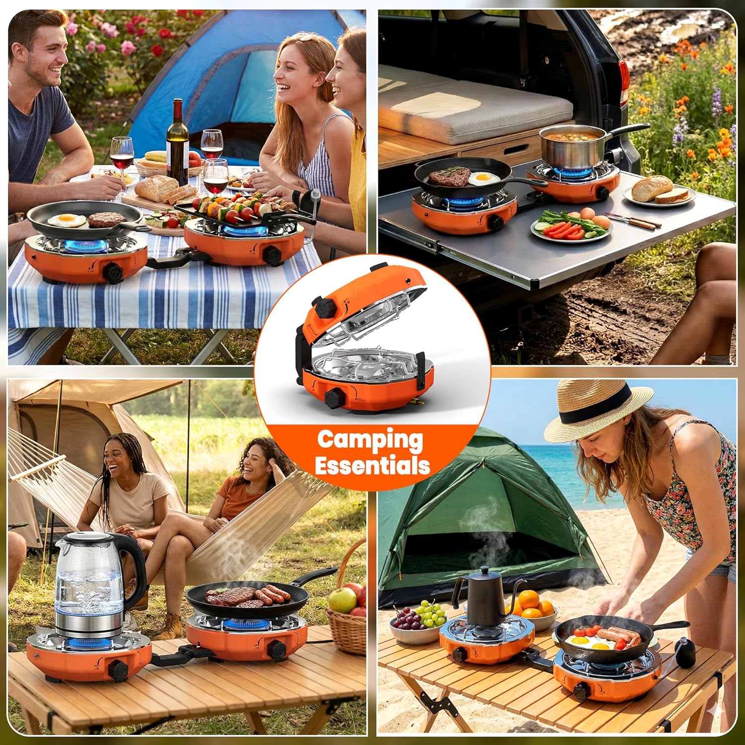 Cofiyard 20,000 BTUs 2 Burner Propane Camping Stove, Portable Folding Camp Stove with Adjustable Burners, Regulator and Carrying Bag, Dual Gas Stoves Easy Carrying Handle for Tailgating, Camping, BBQ - Image 9