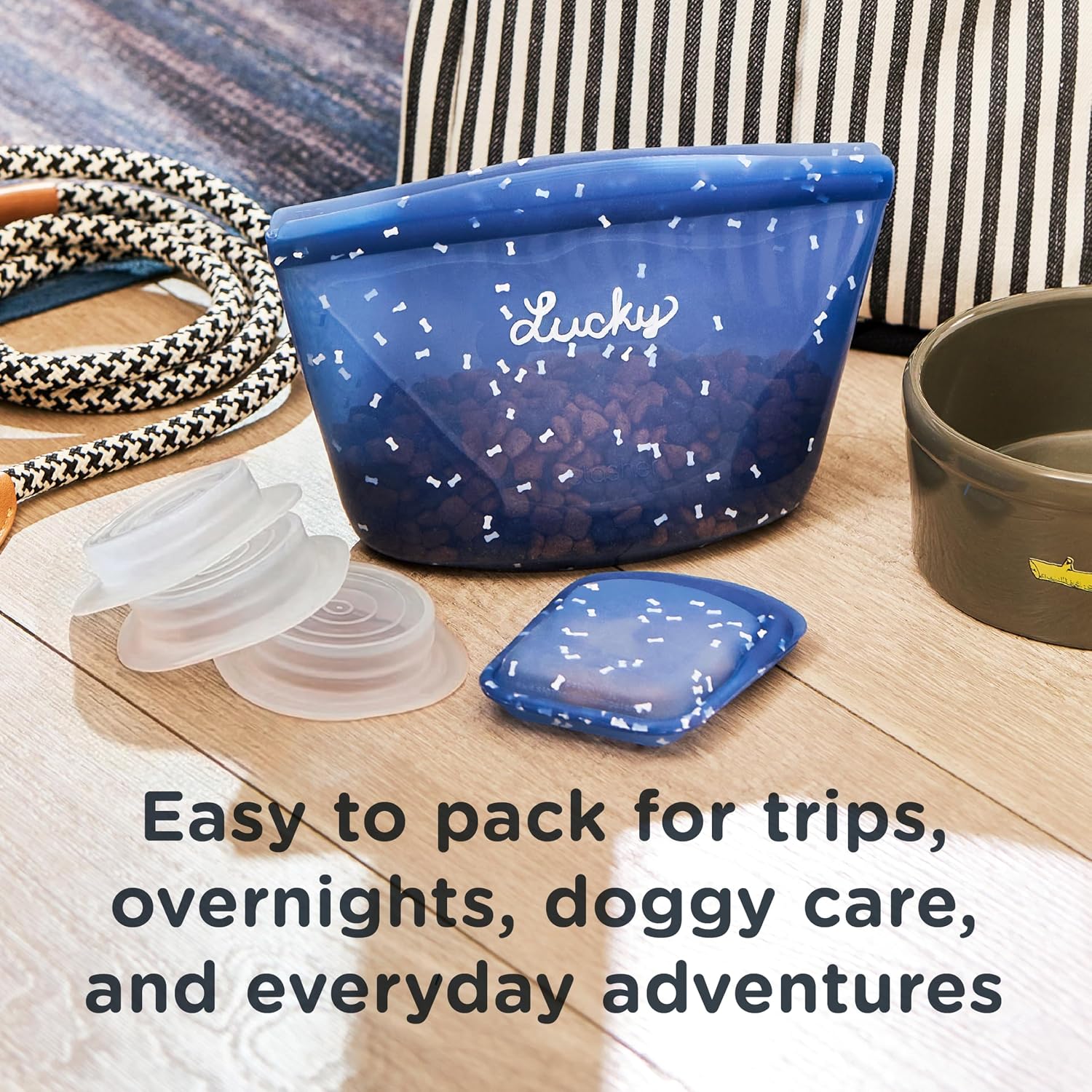 Stasher Pet Reusable Puppy Essentials Dog Travel Bag, Airtight Seal, Dog Travel Accessories, 4-Cup Dog Food Travel Container, Dog Food Travel Bag, Food Grade Silicone, Freezer & Dishwasher Safe - Image 5