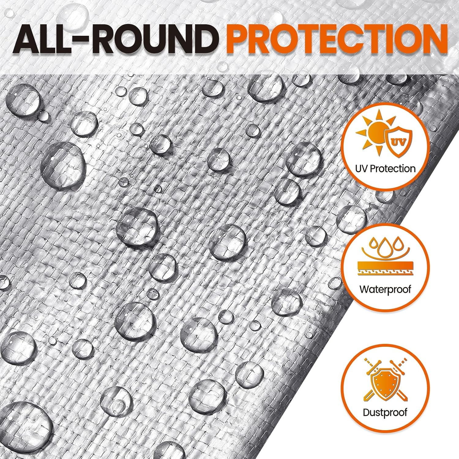 10x12 FT Tarp Waterproof, 16 Mil Tarps Heavy Duty Waterproof Multipurpose Protective Cover UV Resistant Rip & Tear Resistant with Grommets Reversible for Home Boats Cars Camping - Image 3