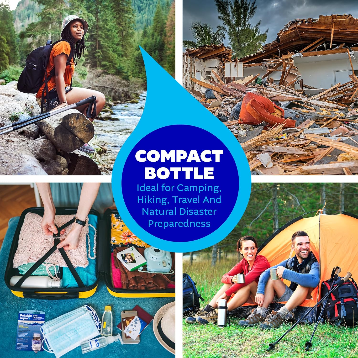Potable Aqua Water Purification Tablets, Portable and Effective Water Purification Solution for Camping, Hiking, Emergencies, Natural Disasters and International Travel, Two 50ct Bottles, Blue - Image 4