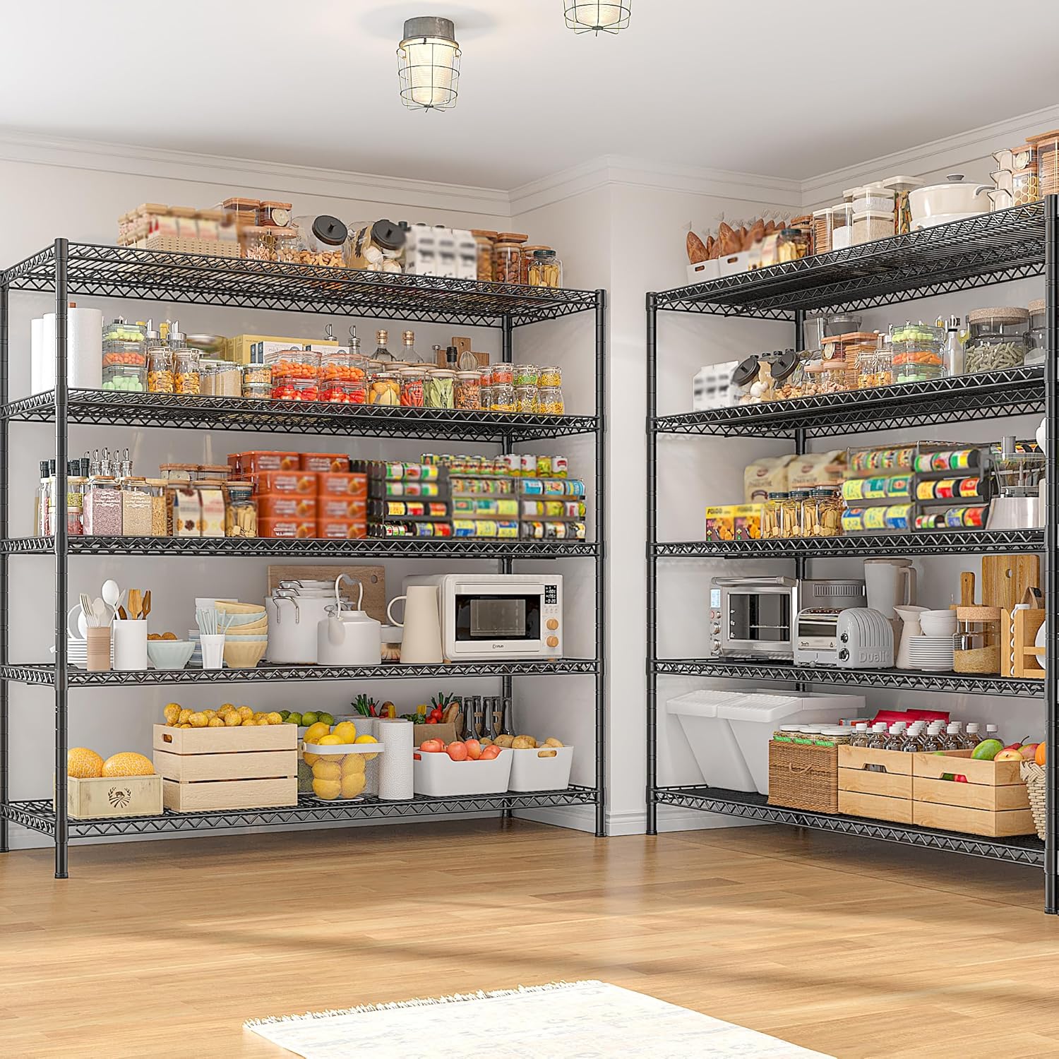 REIBII 3200LBS Storage Shelves 55.5" W Garage Shelving Heavy Duty 5 Tier Adjustable Wire Shelving Unit Metal Shelving for Garage Pantry Commercial Basement,55.5" W X 18''D X 71" H - Image 4