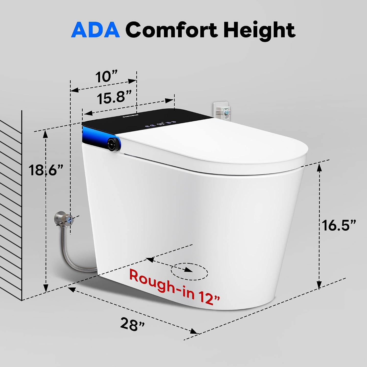 Casta Diva Smart Toilet with Bidet Built in, Auto Open Close, Foot Sensor, 1000 MaP Auto Flushing, ADA Comfort Height, Artistic Lighting, Smart Heated Seat, Foam Dispenser, Tank Built in (CD-U010Max) - Image 8