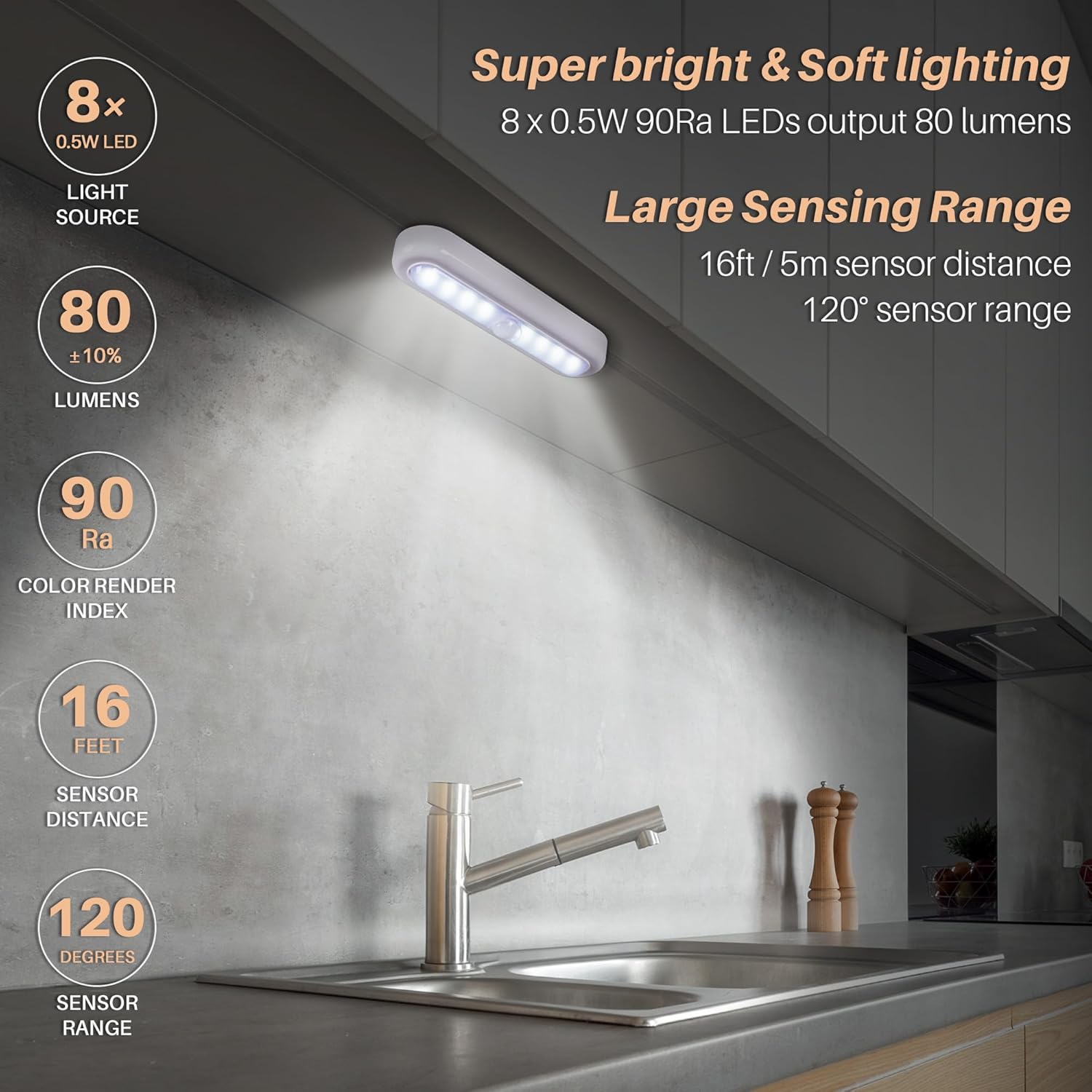 STAR-SPANGLED 3 Pack 7” Motion Sensor Lights Indoor Battery Operated, Stick on LED Light for Closet, Stairs, Under Cabinet, Cool White - Image 2