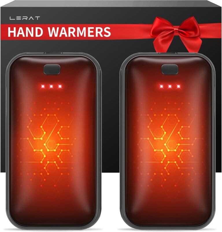 Lerat Hand Warmers Rechargeable 2 Pack, Portable Electric Hand Warmer Max 131℉, Reusable Slim Pocket Heater Handwarmers, Gifts for Men, Women, Outdoor, Golf, Camping, Hunting Essentials