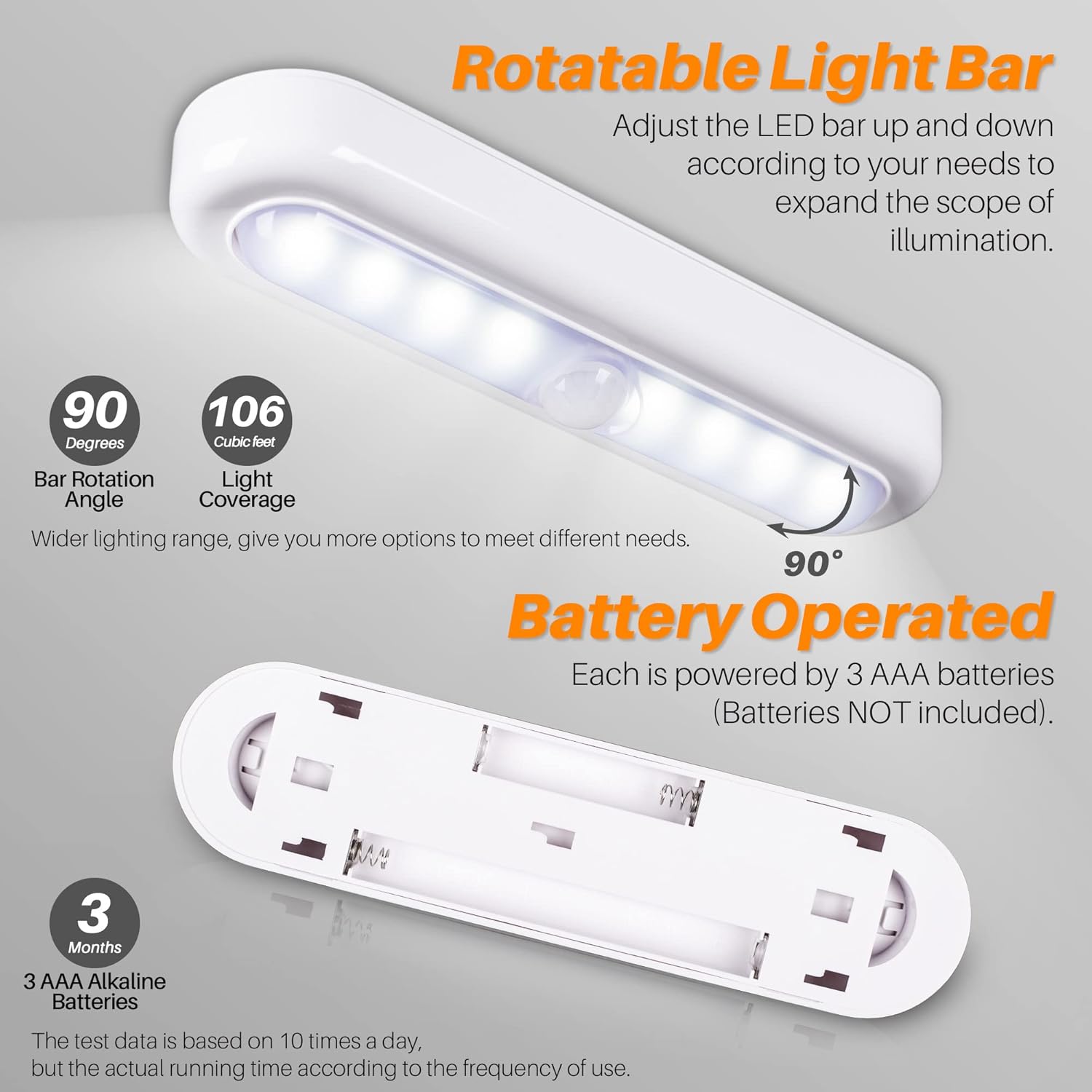 STAR-SPANGLED 3 Pack 7” Motion Sensor Lights Indoor Battery Operated, Stick on LED Light for Closet, Stairs, Under Cabinet, Cool White - Image 5
