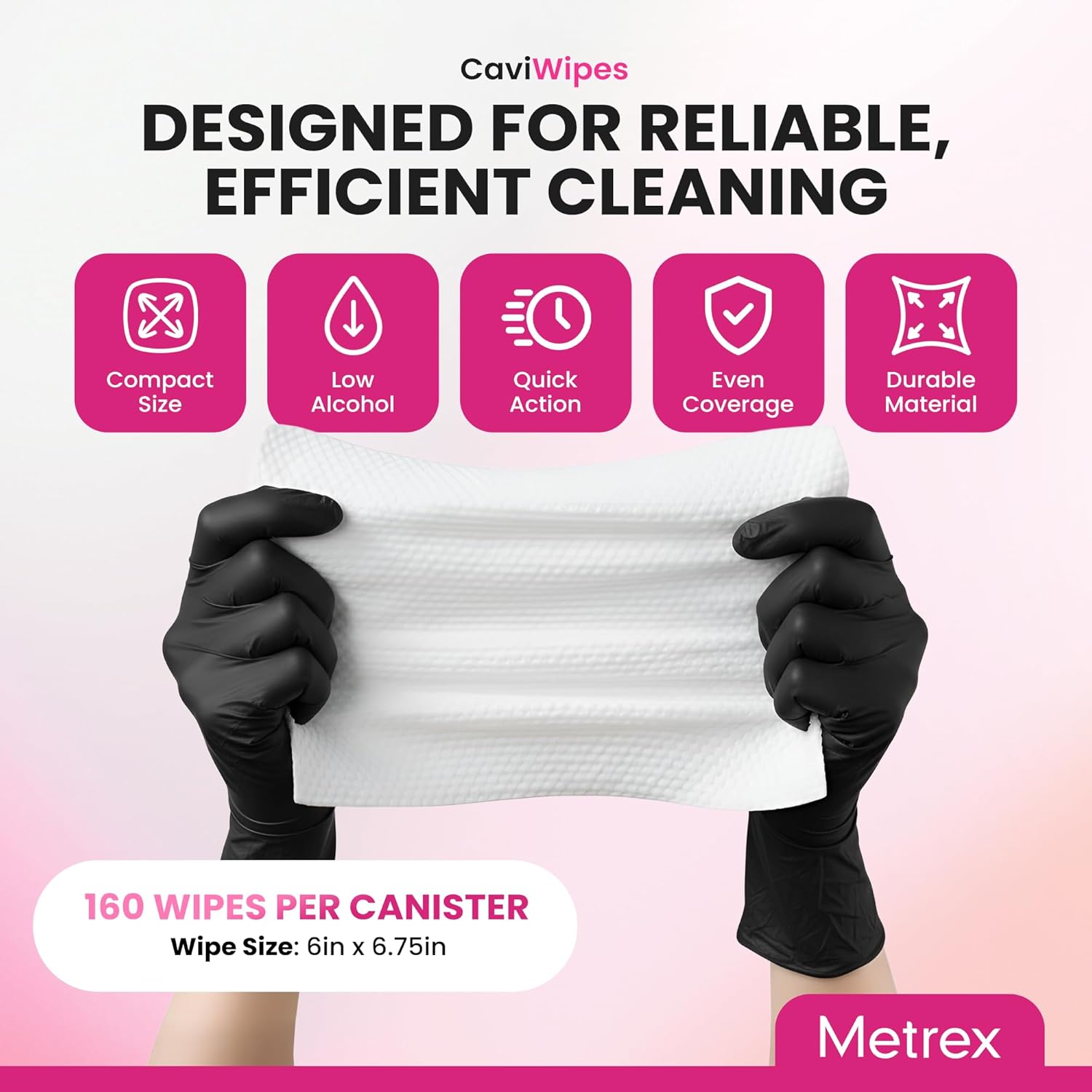Metrex CaviWipes Disinfecting Towelettes – Durable Non-Woven Disinfecting Wipes for Hard, Non-Porous Surfaces in Healthcare & Laboratory Settings, Pre-Saturated with CaviCide – 160 Wipes (Pack of 1) - Image 3
