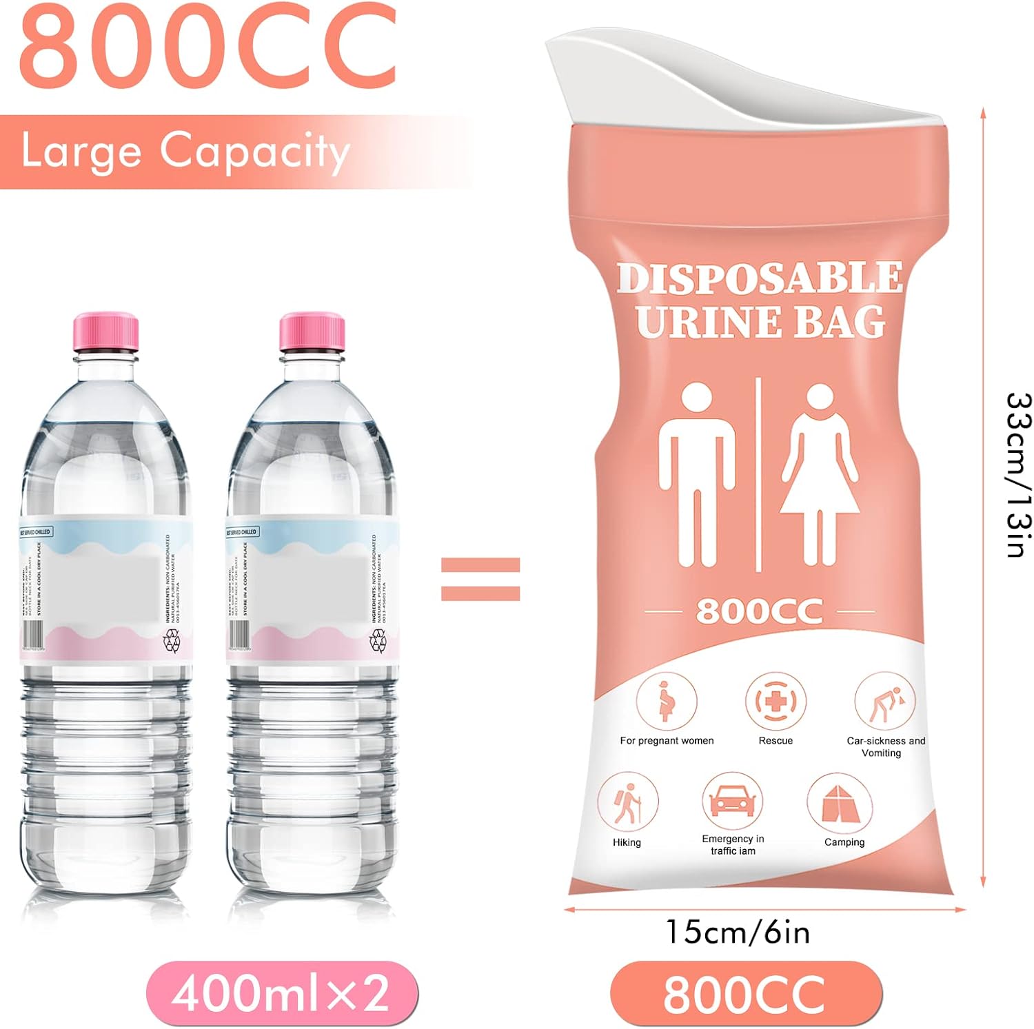 DIBBATU Disposable Urine Bag, 12/24 Pack Pee Bags for Travel for Women/Men, 800ML Emergency Portable Urinal Bag and Vomit Bags, Unisex Urinal Bag for Camping, Traffic Jams, Pregnant - Image 4