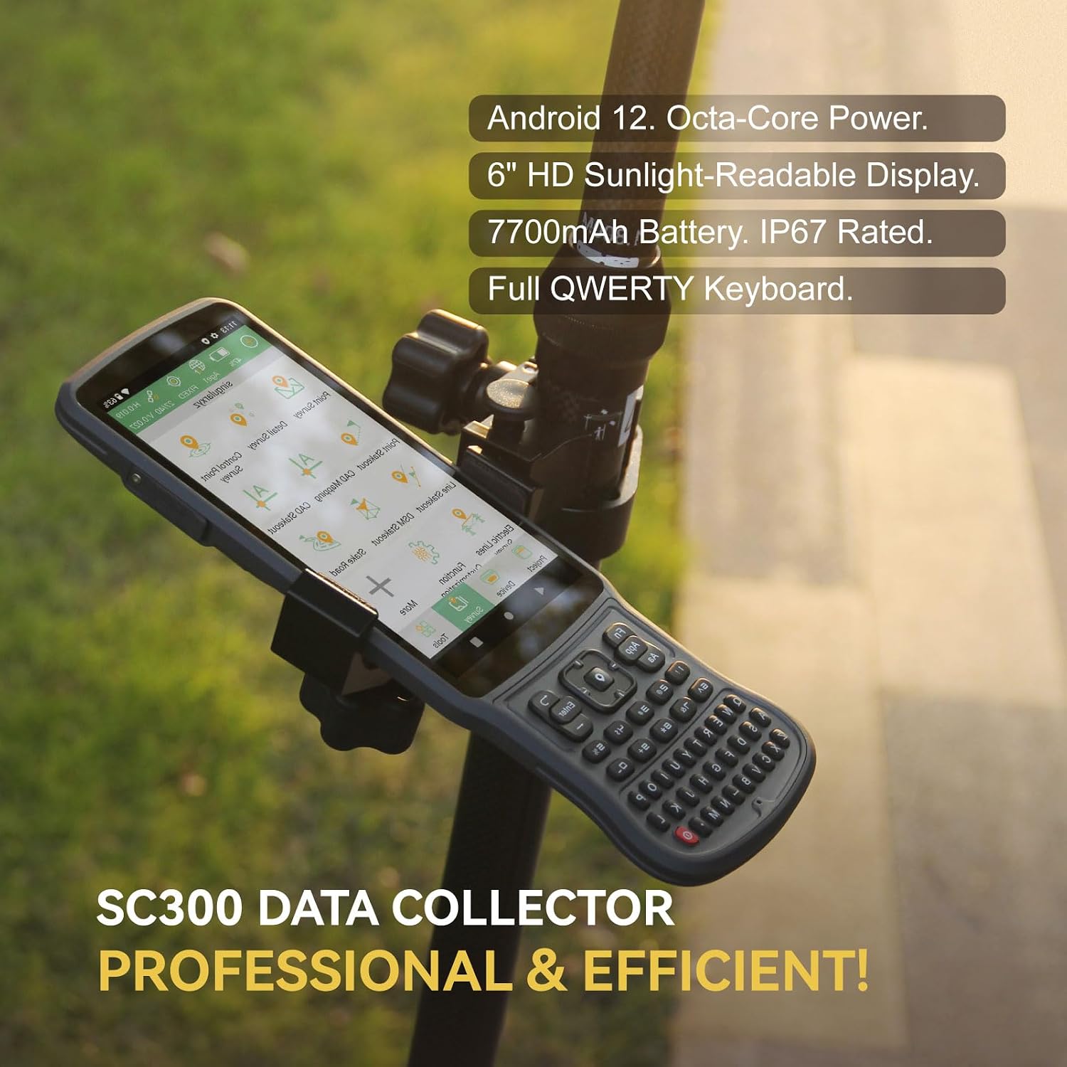 L1-AR GNSS RTK Rover – AR+ GNSS, GPS RTK Handheld Collector with Software & Visual Stakeout, Global Shutter with 2 MP, 2cm Accuracy, 15km UHF, 120° Tilt Survey | Professional Support - Image 8