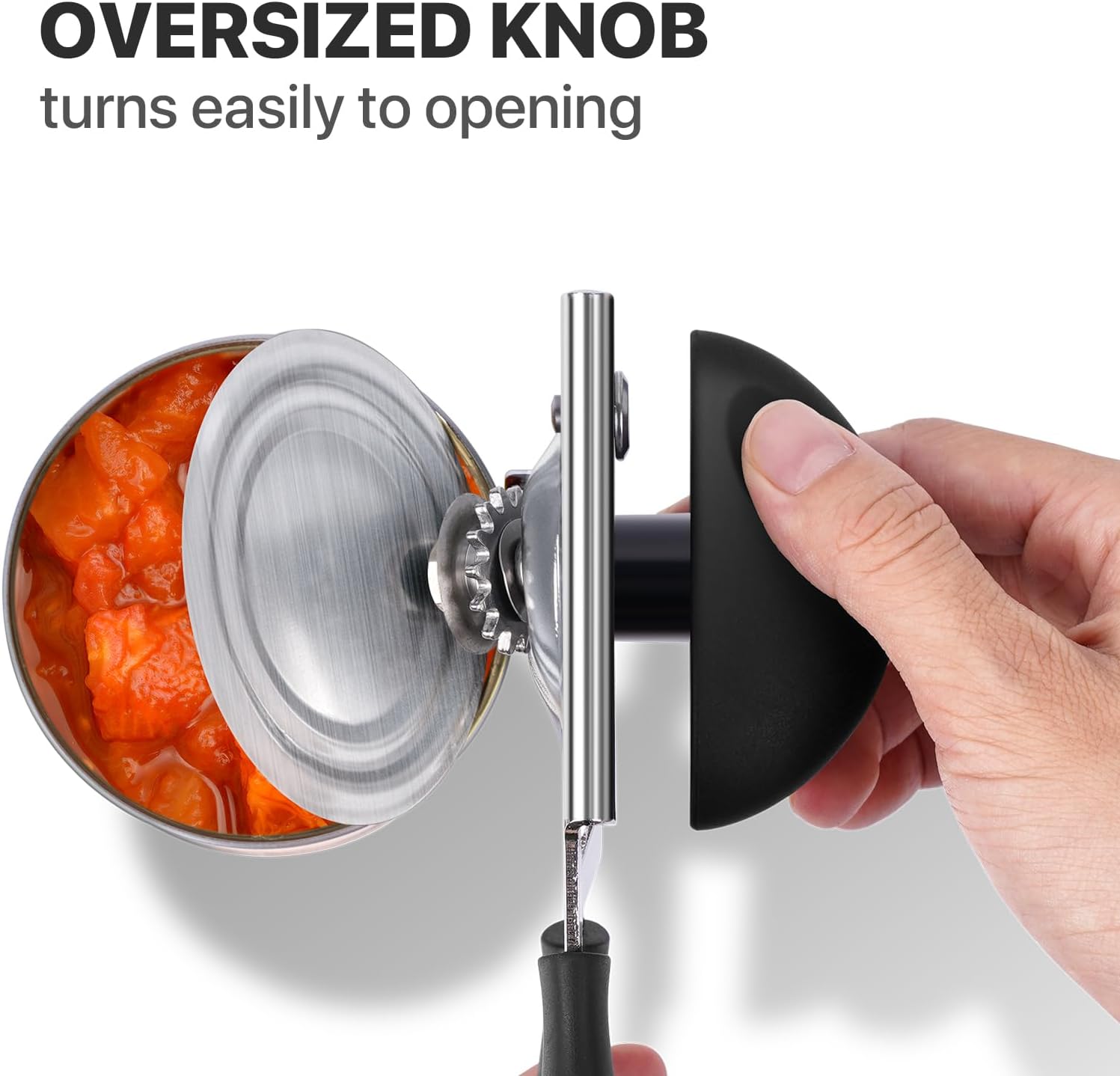 Can Opener Manual Heavy Duty, UHIYEE Hand Held Can Openers for Seniors with Comfort Grip Sharp Blade, Solid Steel Hand Manual Can Open with Magnet for Kitchen Camping, Black - Image 4
