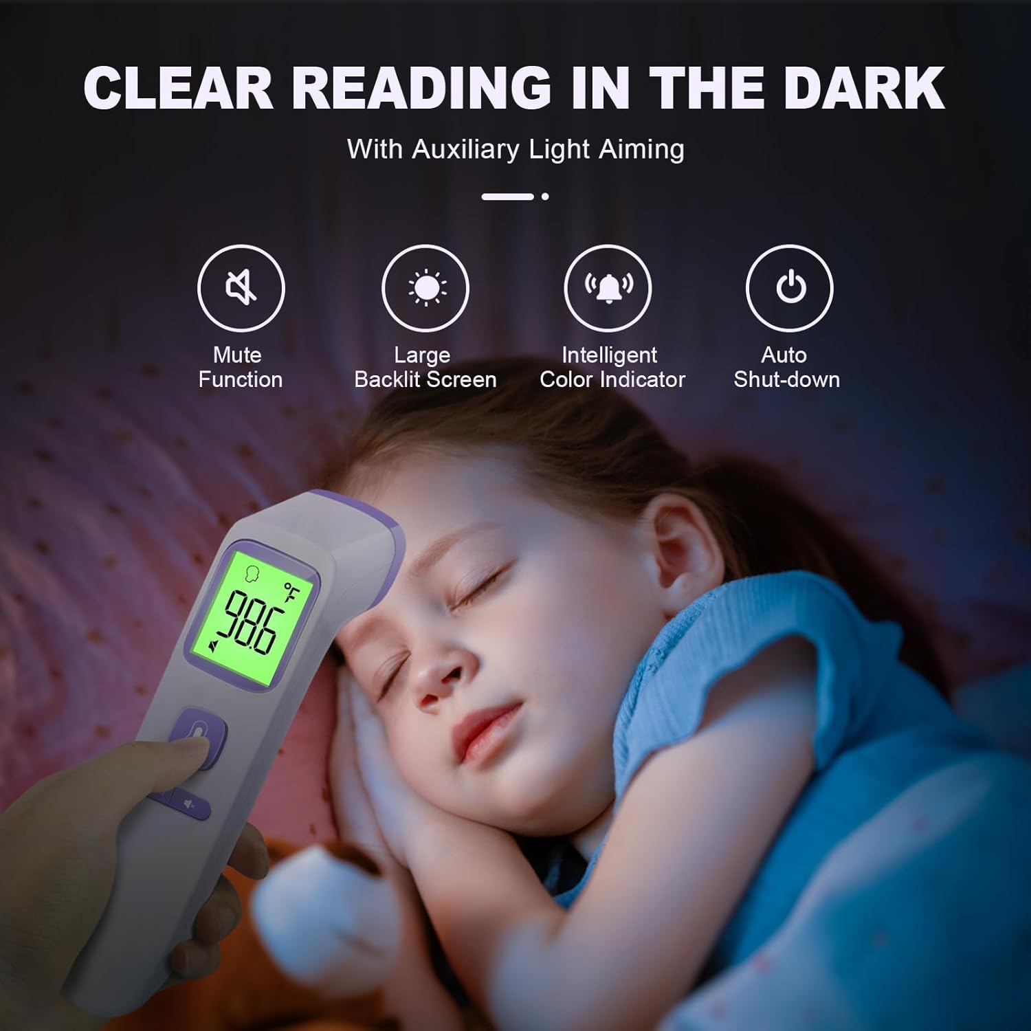 GoodBaby No-Touch Thermometer for Adults and Kids, Digital Health Thermometer with Fever Alarm, 1 Second Result, Accurate & Easy to use, Purple - Image 6
