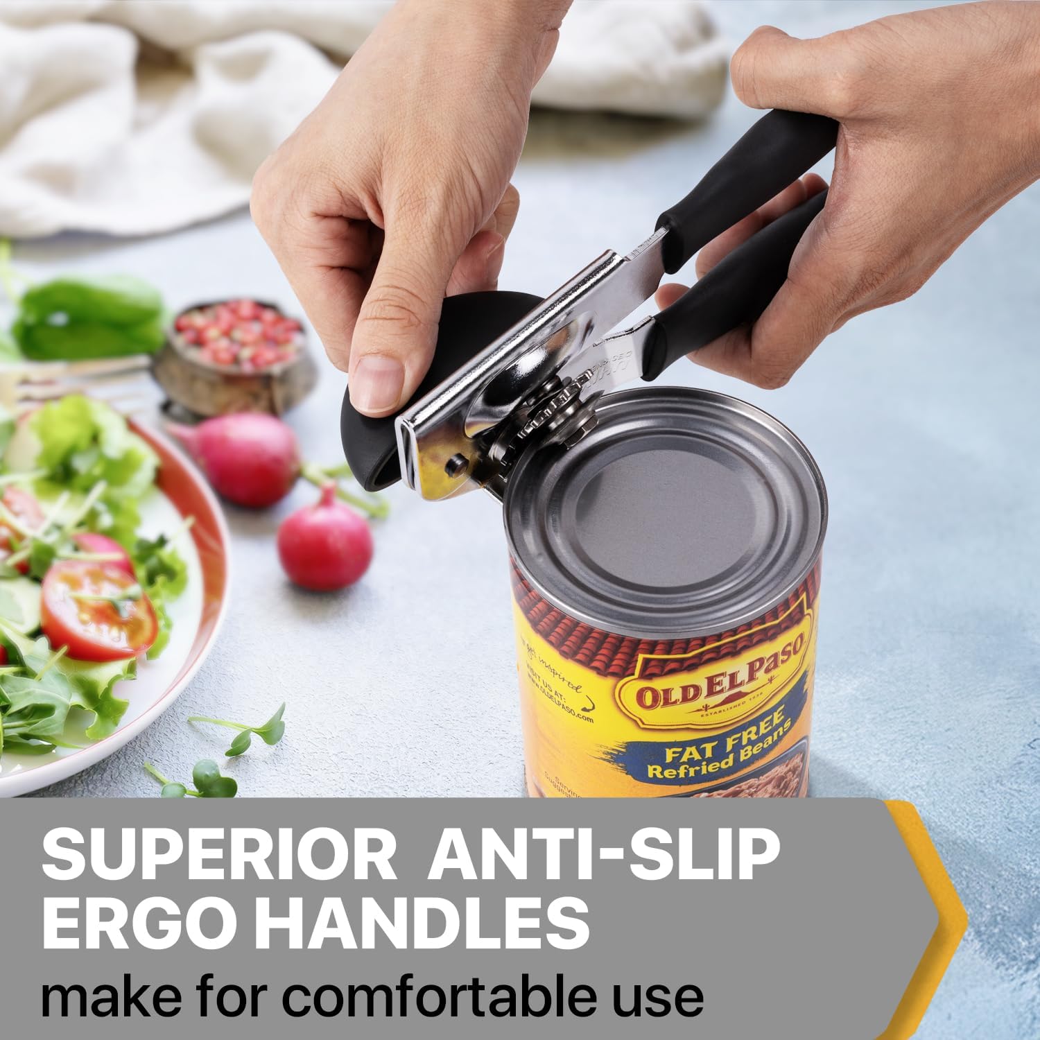 Can Opener Manual Heavy Duty, UHIYEE Hand Held Can Openers for Seniors with Comfort Grip Sharp Blade, Solid Steel Hand Manual Can Open with Magnet for Kitchen Camping, Black - Image 5