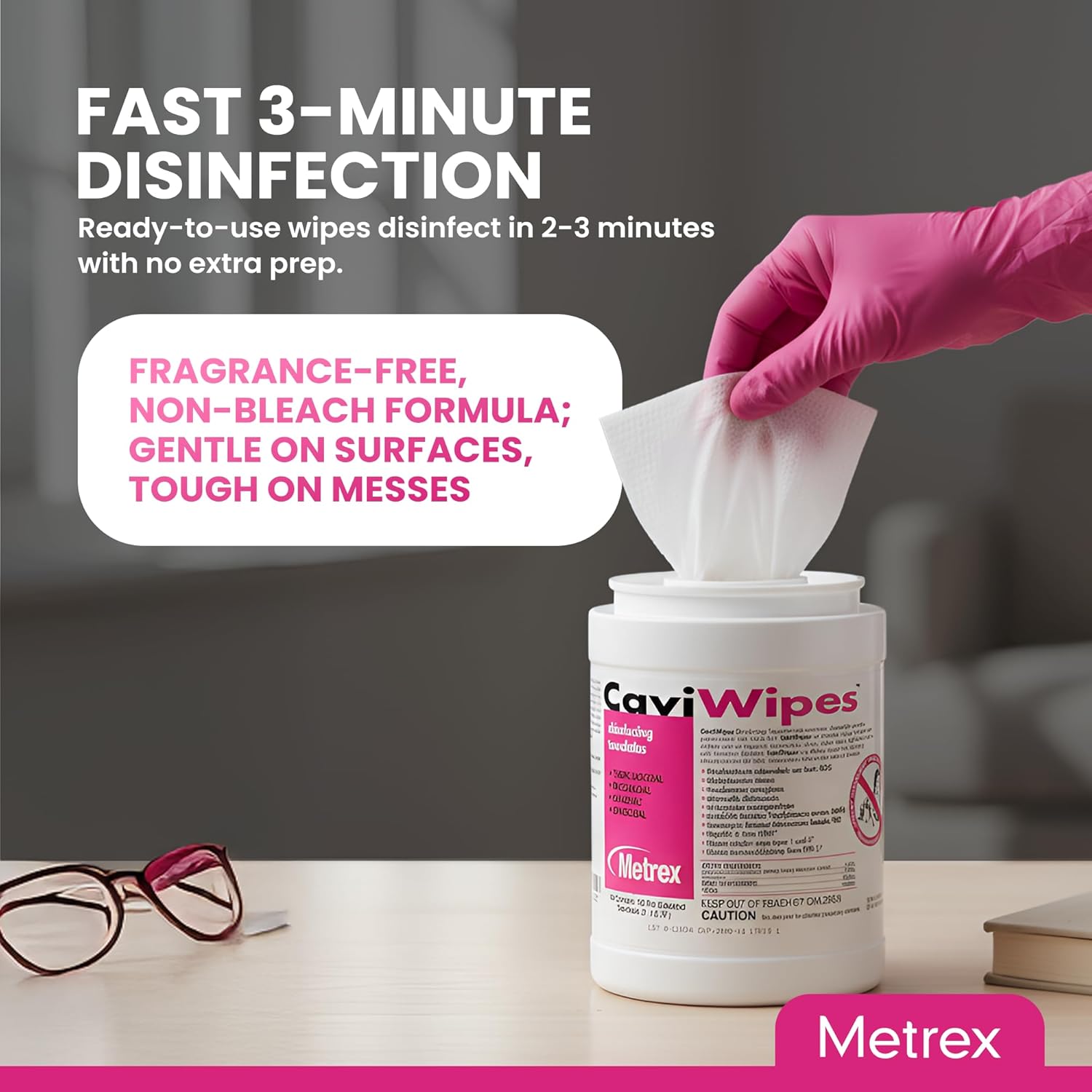 Metrex CaviWipes Disinfecting Towelettes – Durable Non-Woven Disinfecting Wipes for Hard, Non-Porous Surfaces in Healthcare & Laboratory Settings, Pre-Saturated with CaviCide – 160 Wipes (Pack of 1) - Image 6