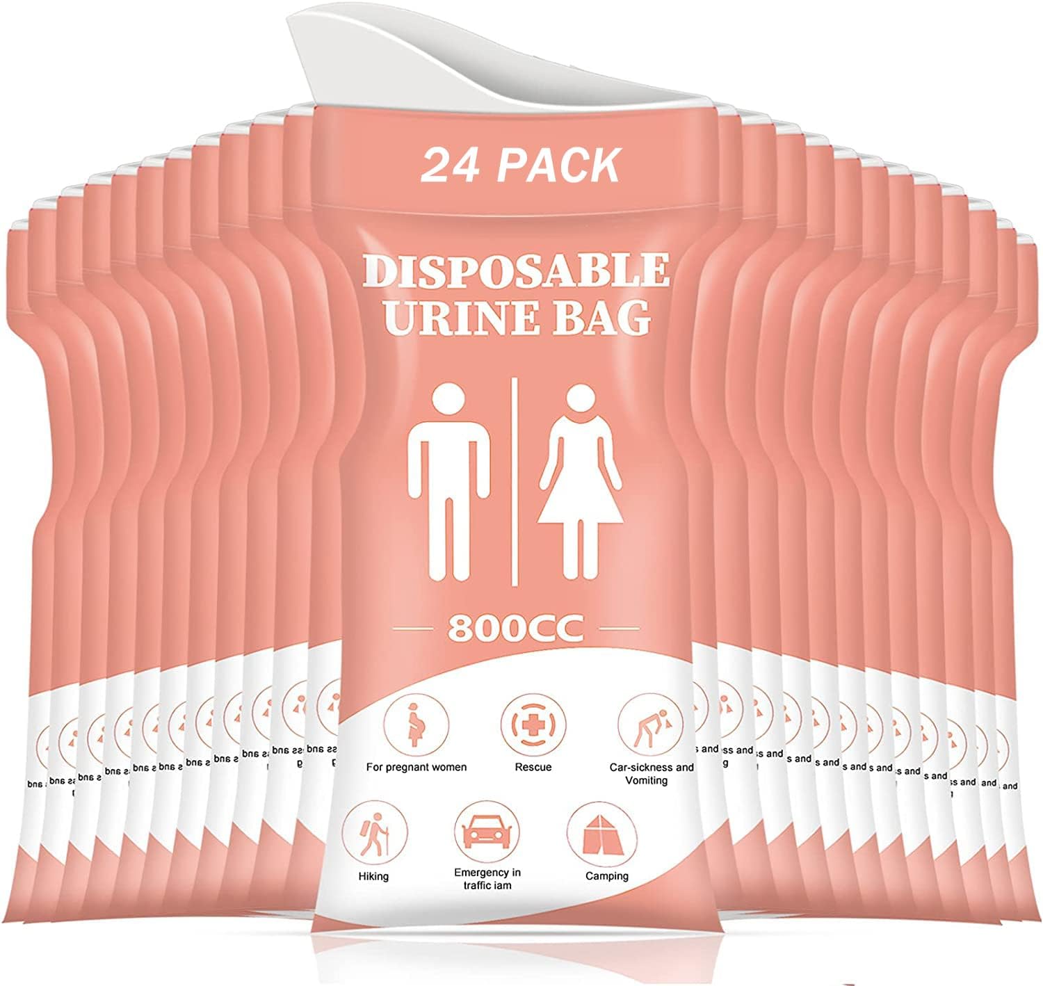 DIBBATU Disposable Urine Bag, 12/24 Pack Pee Bags for Travel for Women/Men, 800ML Emergency Portable Urinal Bag and Vomit Bags, Unisex Urinal Bag for Camping, Traffic Jams, Pregnant