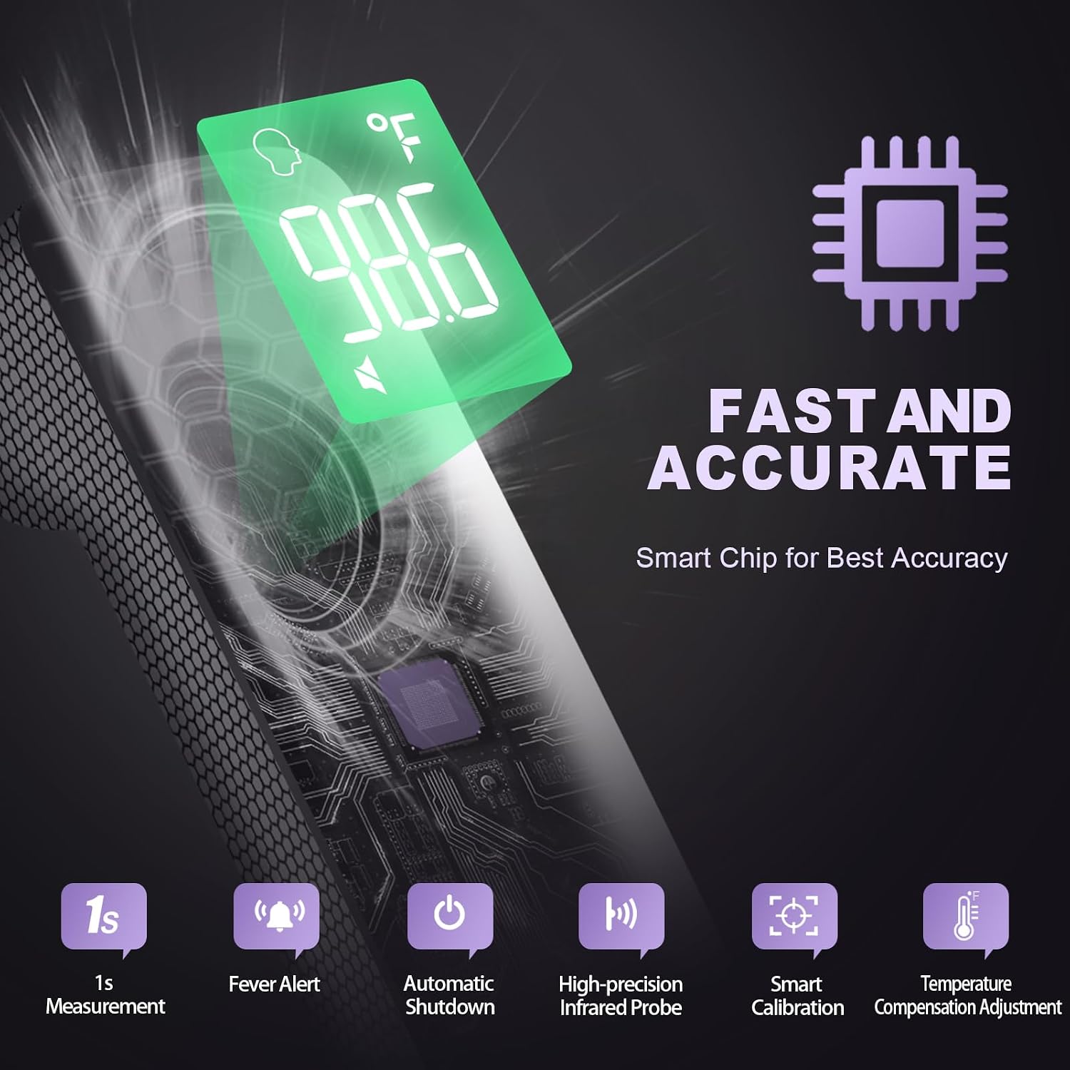 GoodBaby No-Touch Thermometer for Adults and Kids, Digital Health Thermometer with Fever Alarm, 1 Second Result, Accurate & Easy to use, Purple - Image 4