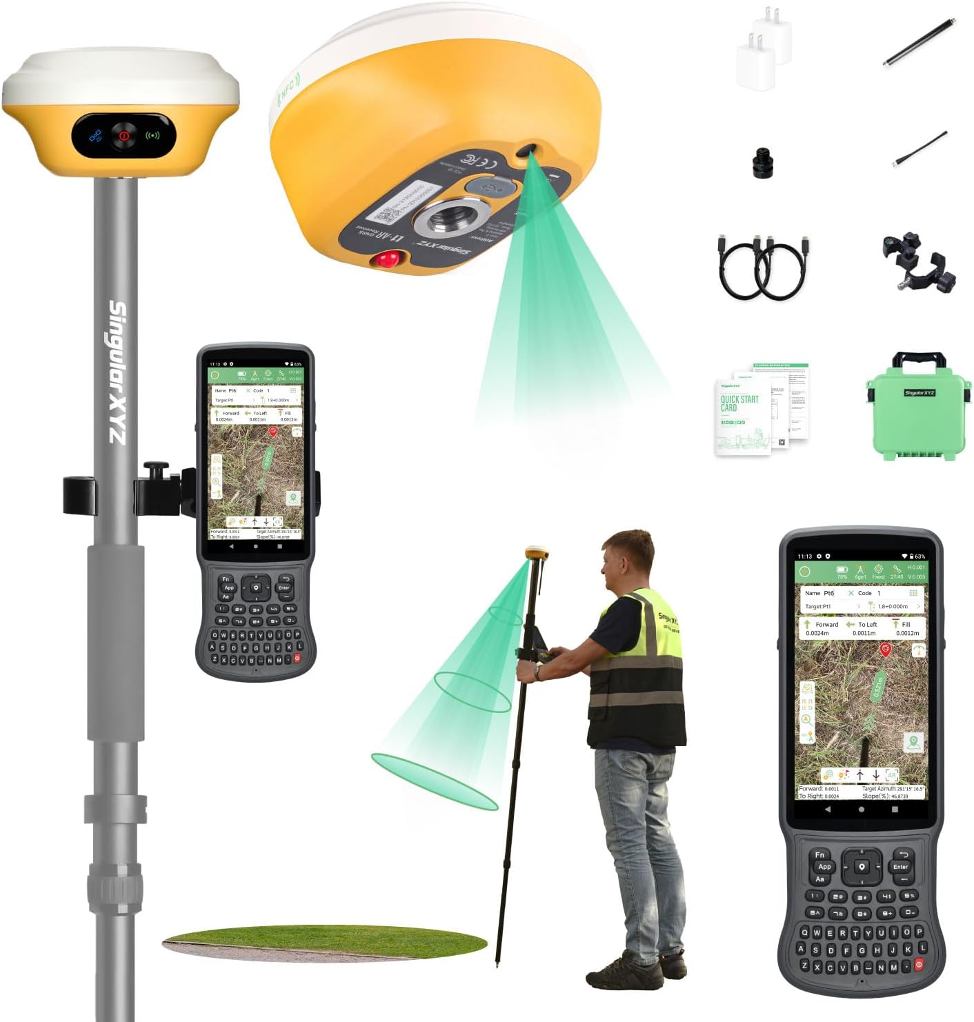L1-AR GNSS RTK Rover – AR+ GNSS, GPS RTK Handheld Collector with Software & Visual Stakeout, Global Shutter with 2 MP, 2cm Accuracy, 15km UHF, 120° Tilt Survey | Professional Support