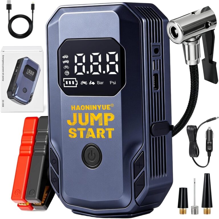 Car Jump Starter with Air Compressor, 4000A Car Emergency Starting Power, 150PSI Tire Inflator Portable Compressor, Battery Jump Starter, Portable Tire Inflator for Cars, Pickup Trucks