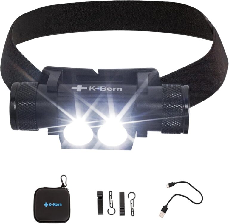 PRO Rechargeable Headlamp - 1600 Lumen, Ultra Bright Head Light for Forehead. Waterproof, Lightweight, Aluminum, UL Listed 3500mAh Battery. Perfect for Dog Walking, Camping & Hard Hats