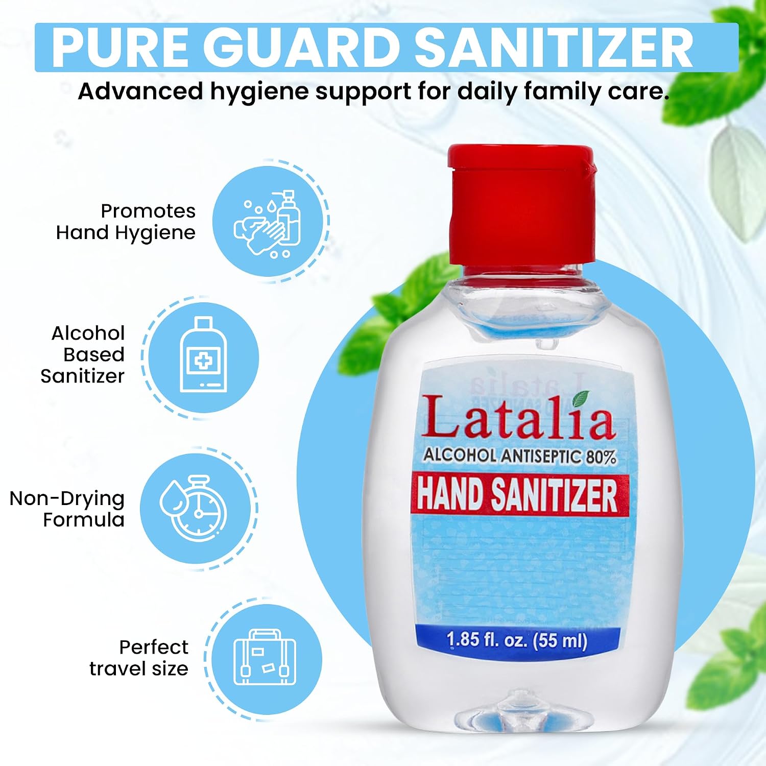 Latalia Mini Hand Sanitizer Travel Size Bulk Pack of 24 | 80% Alcohol Gel Unscented Non Drying Moisturizing For Non-Sticky, Gentle & Fresh Hands Small Hand Sanitizer Bulk Anytime - Image 2