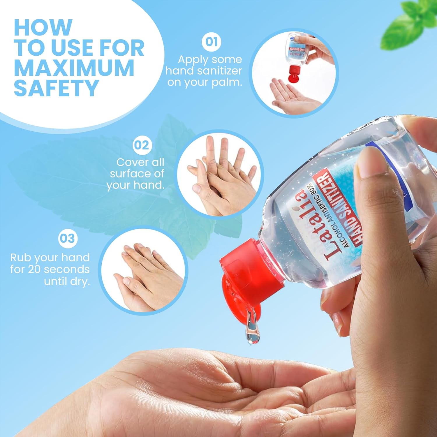 Latalia Mini Hand Sanitizer Travel Size Bulk Pack of 24 | 80% Alcohol Gel Unscented Non Drying Moisturizing For Non-Sticky, Gentle & Fresh Hands Small Hand Sanitizer Bulk Anytime - Image 6