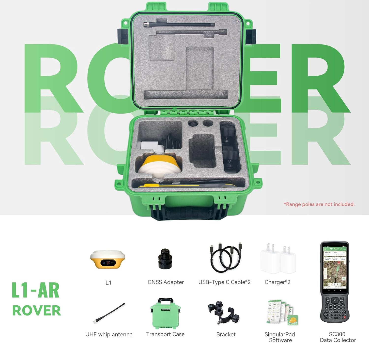 L1-AR GNSS RTK Rover – AR+ GNSS, GPS RTK Handheld Collector with Software & Visual Stakeout, Global Shutter with 2 MP, 2cm Accuracy, 15km UHF, 120° Tilt Survey | Professional Support - Image 3