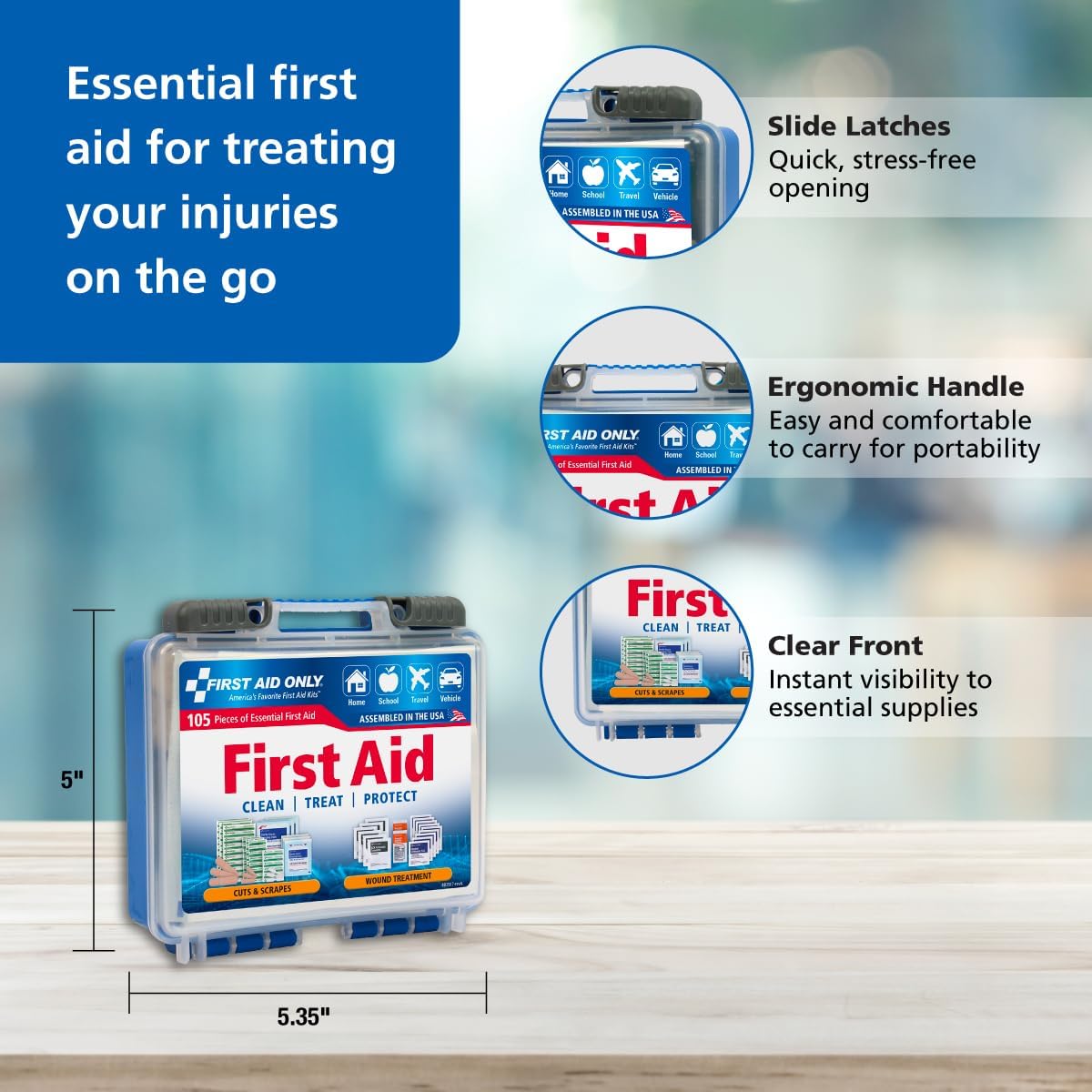 First Aid Only 91249 On-The-Go All-Purpose Emergency First Aid Kit for Car, Travel, Home and Business, 105 Pieces - Image 4