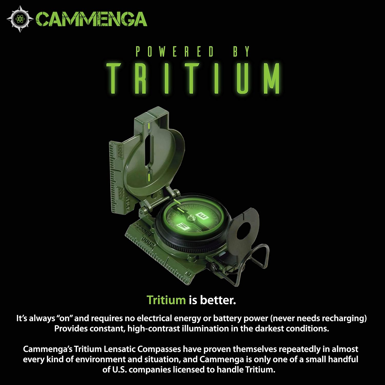Cammenga Official US Military Tritium Lensatic Compass, Accurate Waterproof Hand Held Compasses with Pouch for Hiking Camping Navigation Survival Backpacking Orienteering - Image 3