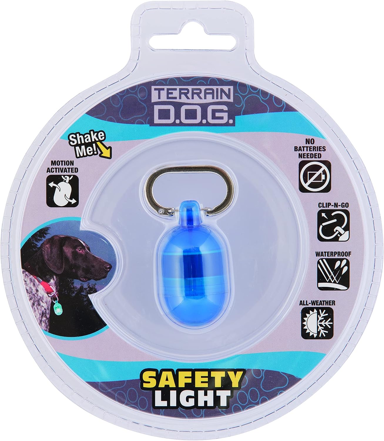 Terrain Dog Light for Dog Collar, Waterproof Light, Motion Activated Light, Blue