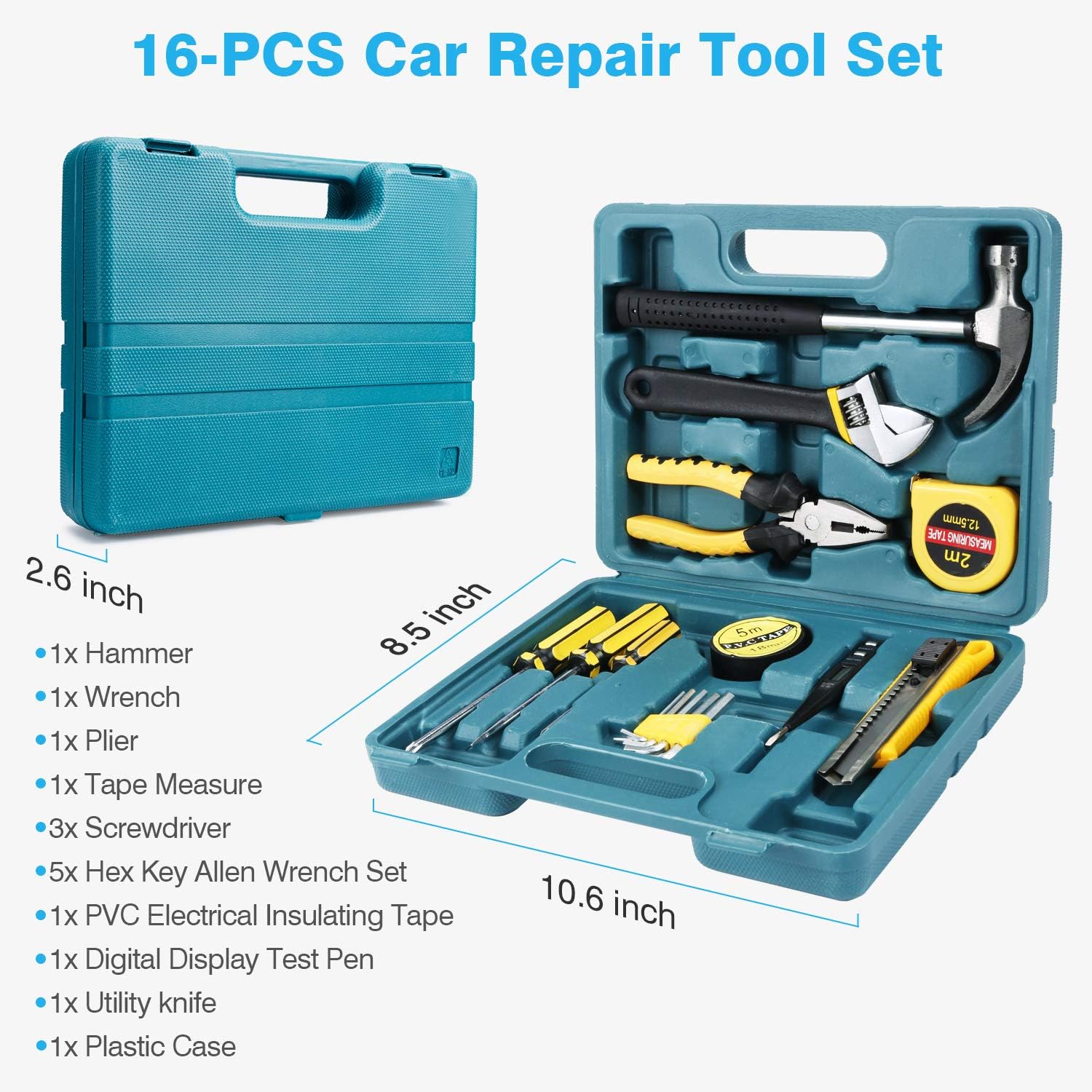 Vetoos Car Roadside Emergency Kit with Jumper Cables, Auto Vehicle Safety Road Side Assistance Kits, Winter Car Kit Essentials for Women and Men, with Car Repair Tool Set, Folding Survival Shovel - Image 4