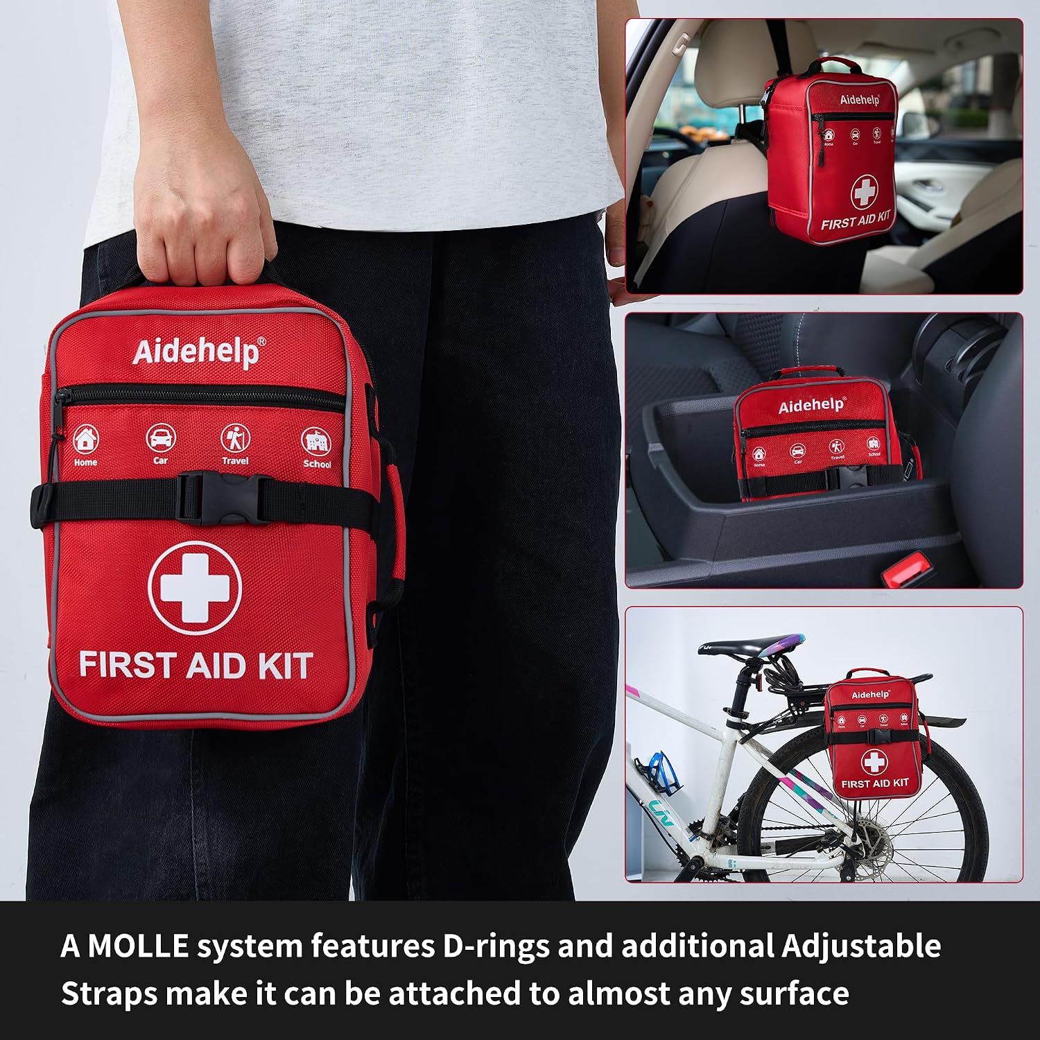 520 Pieces Premium First Aid Kit - Large Emergency Medical Kit for Survival, Car, Home, Travel, Camping, Backpack, Hiking, School (Red) - Image 5