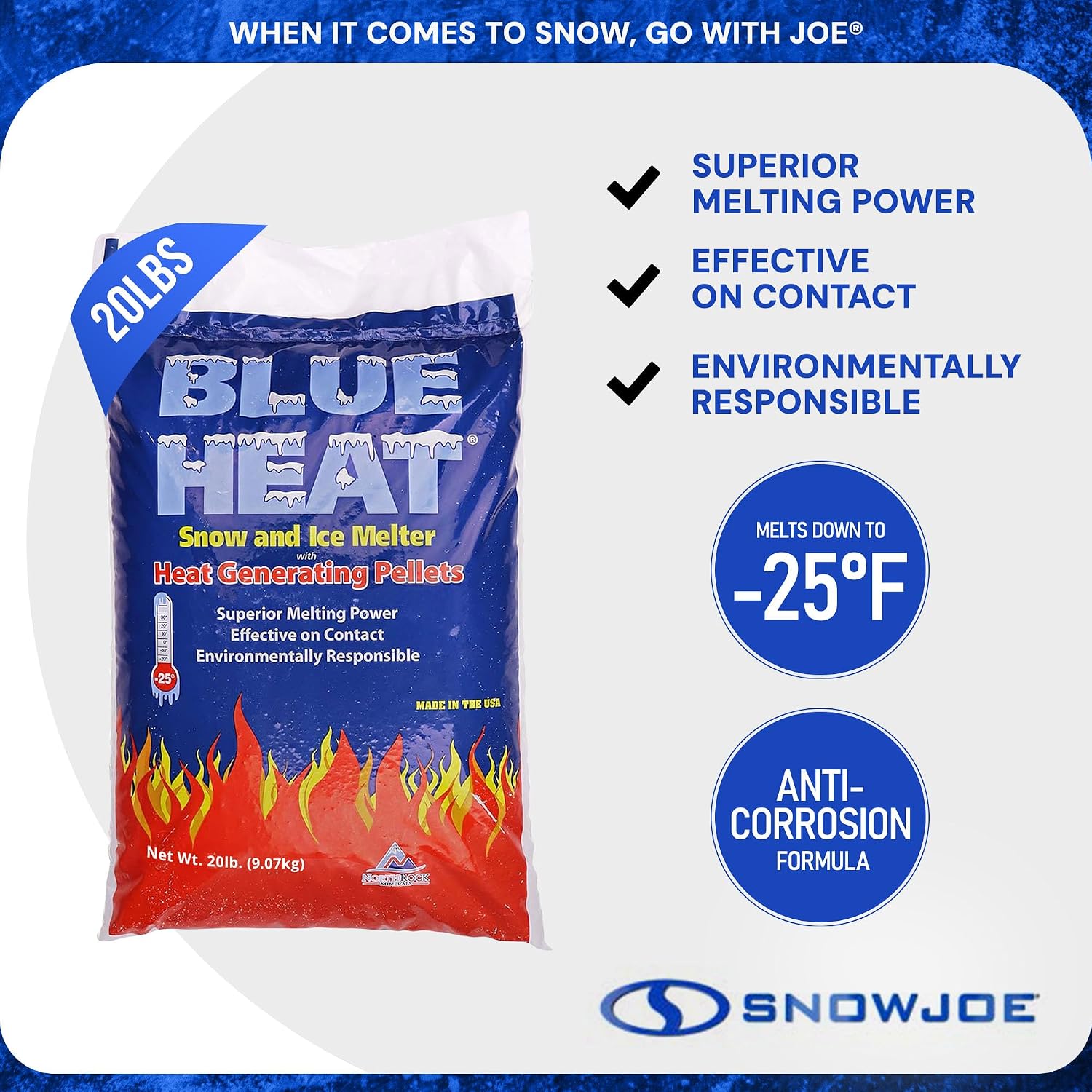 Blue Heat Snow & Ice Melter, Heat-Generating Pellets, Non-Staining Melt, 20 Lb Bag - Ice Remover for Driveway, Concrete, Sidewalk, and Outdoor Spaces - Image 3