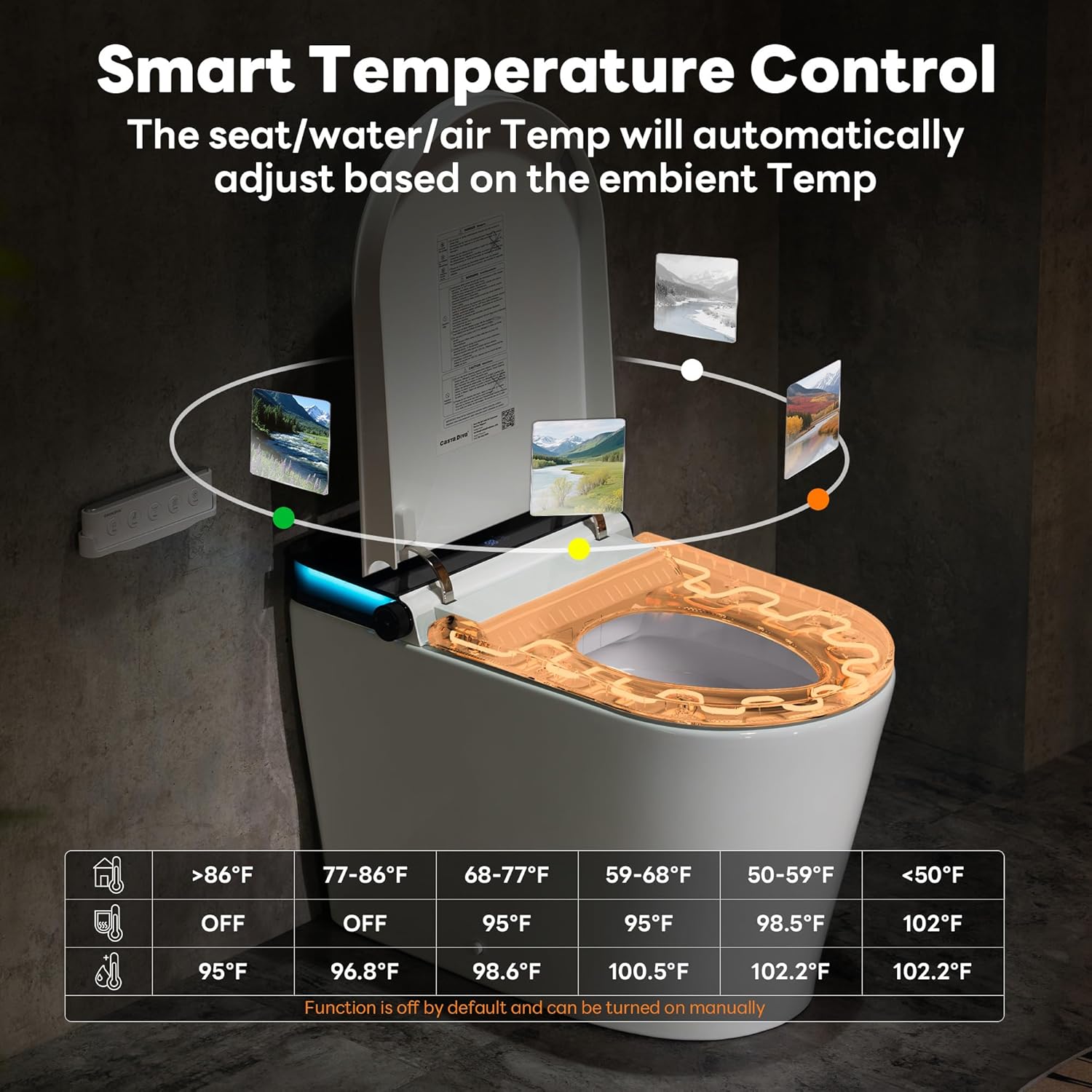 Casta Diva Smart Toilet with Bidet Built in, Auto Open Close, Foot Sensor, 1000 MaP Auto Flushing, ADA Comfort Height, Artistic Lighting, Smart Heated Seat, Foam Dispenser, Tank Built in (CD-U010Max) - Image 4